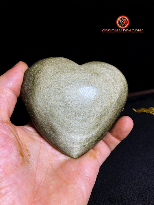Coeur en obsidienne dorée