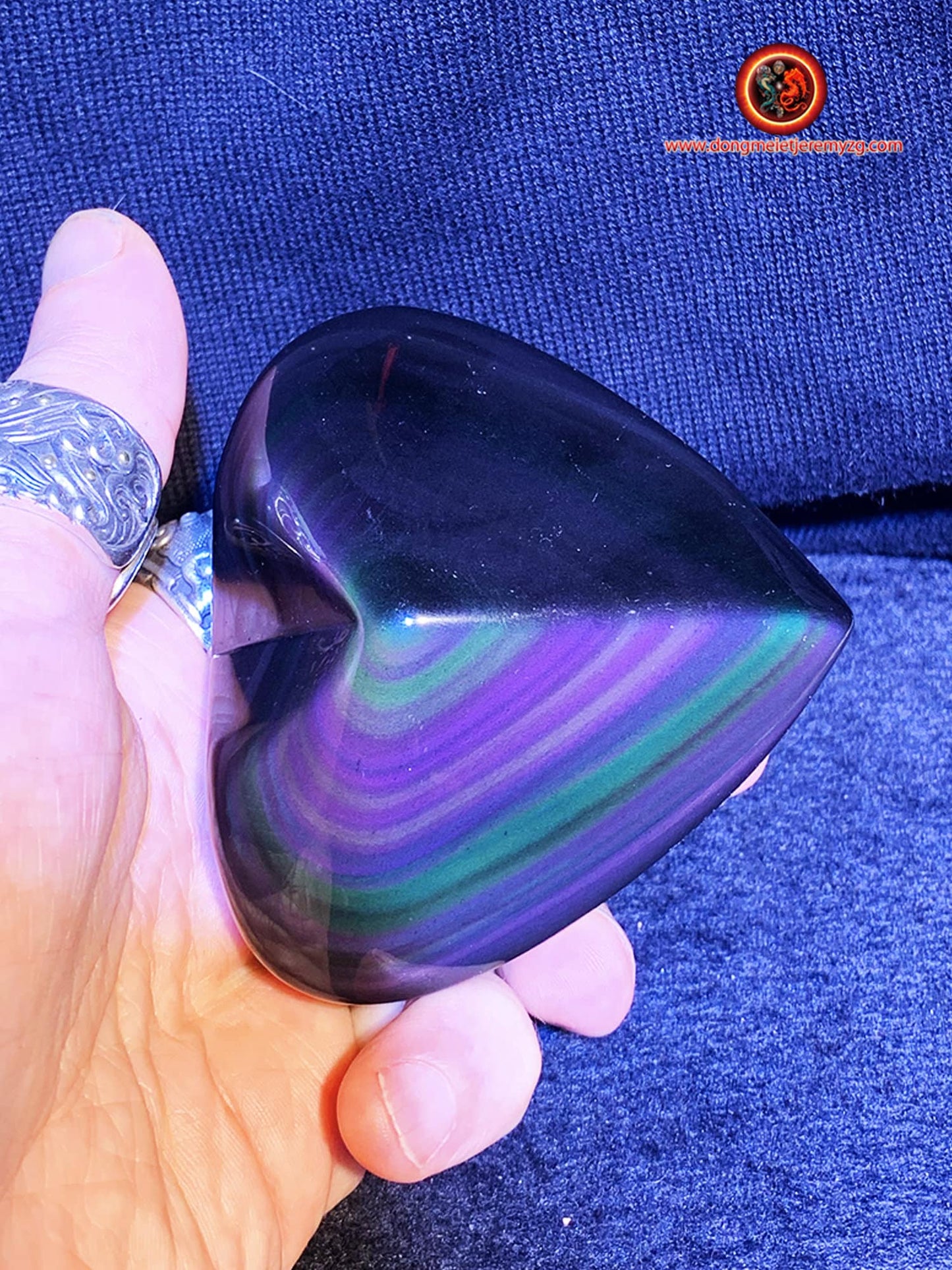 coeur en obsidienne oeil celeste de qualité exceptionnelle . 0,330kg grammes 80/89/45mm - obsidian dragon