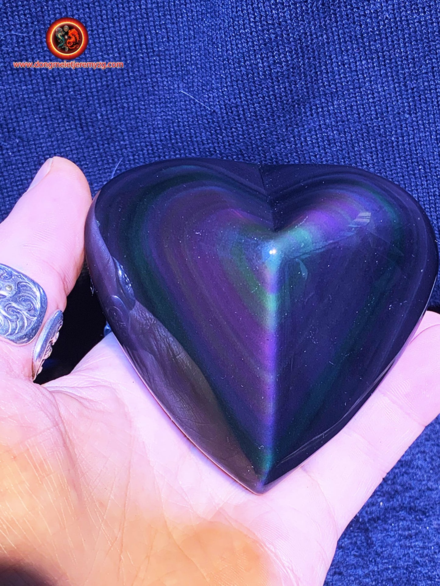 coeur en obsidienne oeil celeste de qualité exceptionnelle . 0,330kg grammes 80/89/45mm - obsidian dragon