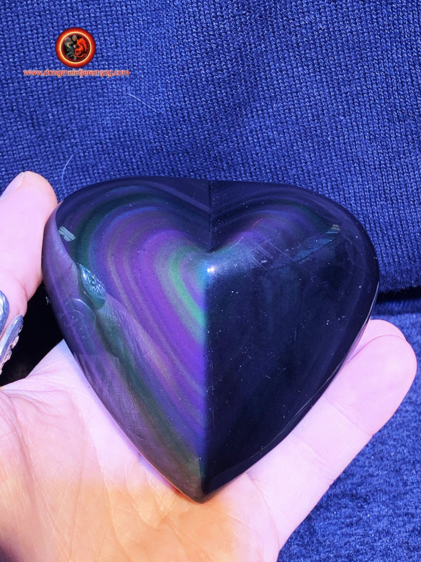 coeur en obsidienne oeil celeste de qualité exceptionnelle . 0,330kg grammes 80/89/45mm - obsidian dragon
