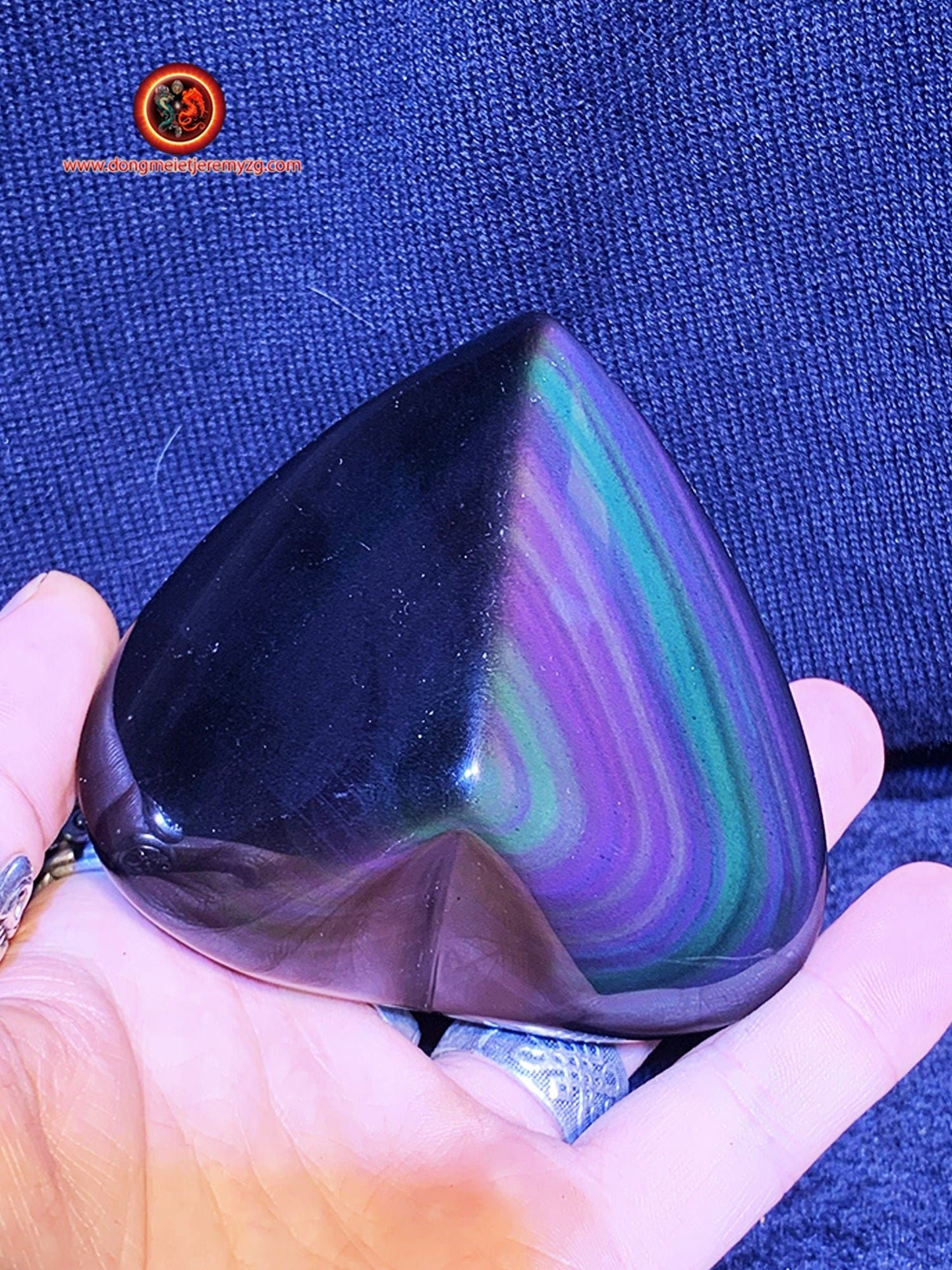 coeur en obsidienne oeil celeste de qualité exceptionnelle . 0,330kg grammes 80/89/45mm - obsidian dragon