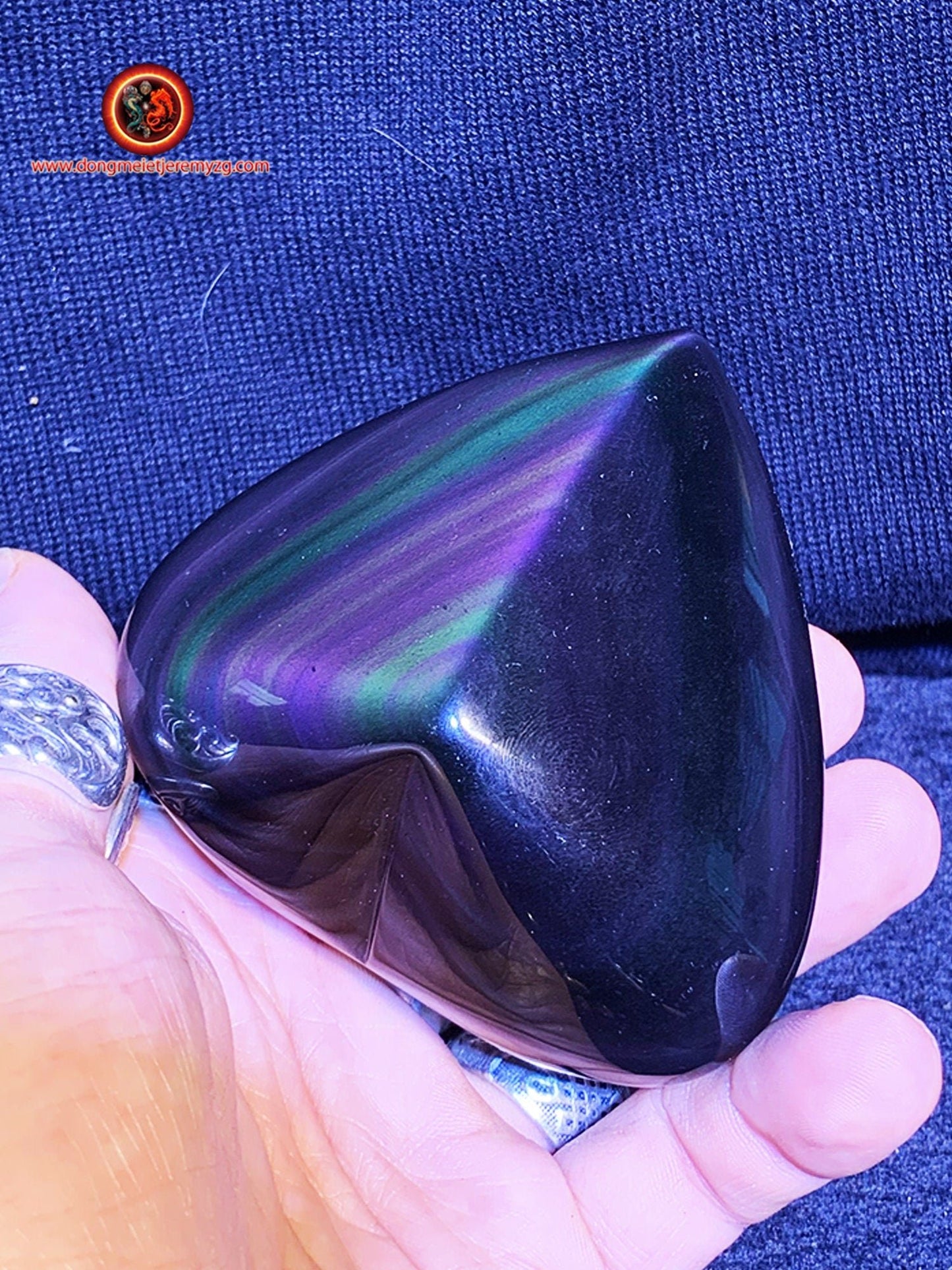coeur en obsidienne oeil celeste de qualité exceptionnelle . 0,330kg grammes 80/89/45mm - obsidian dragon