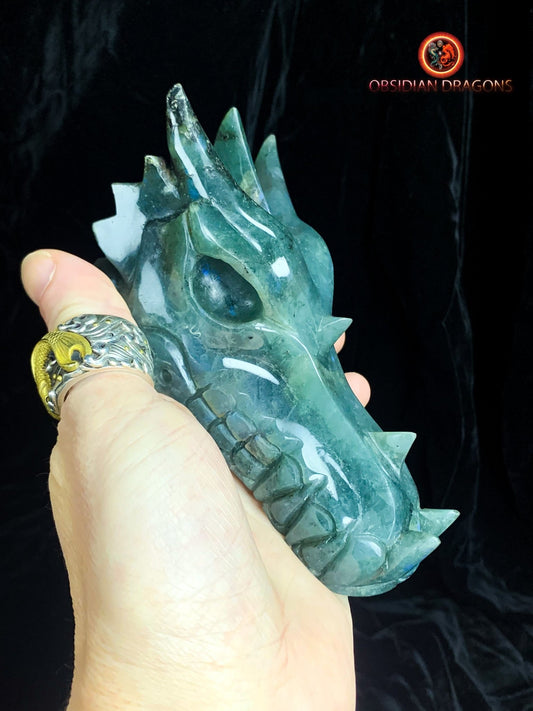 Dragon de méditation en labradorite