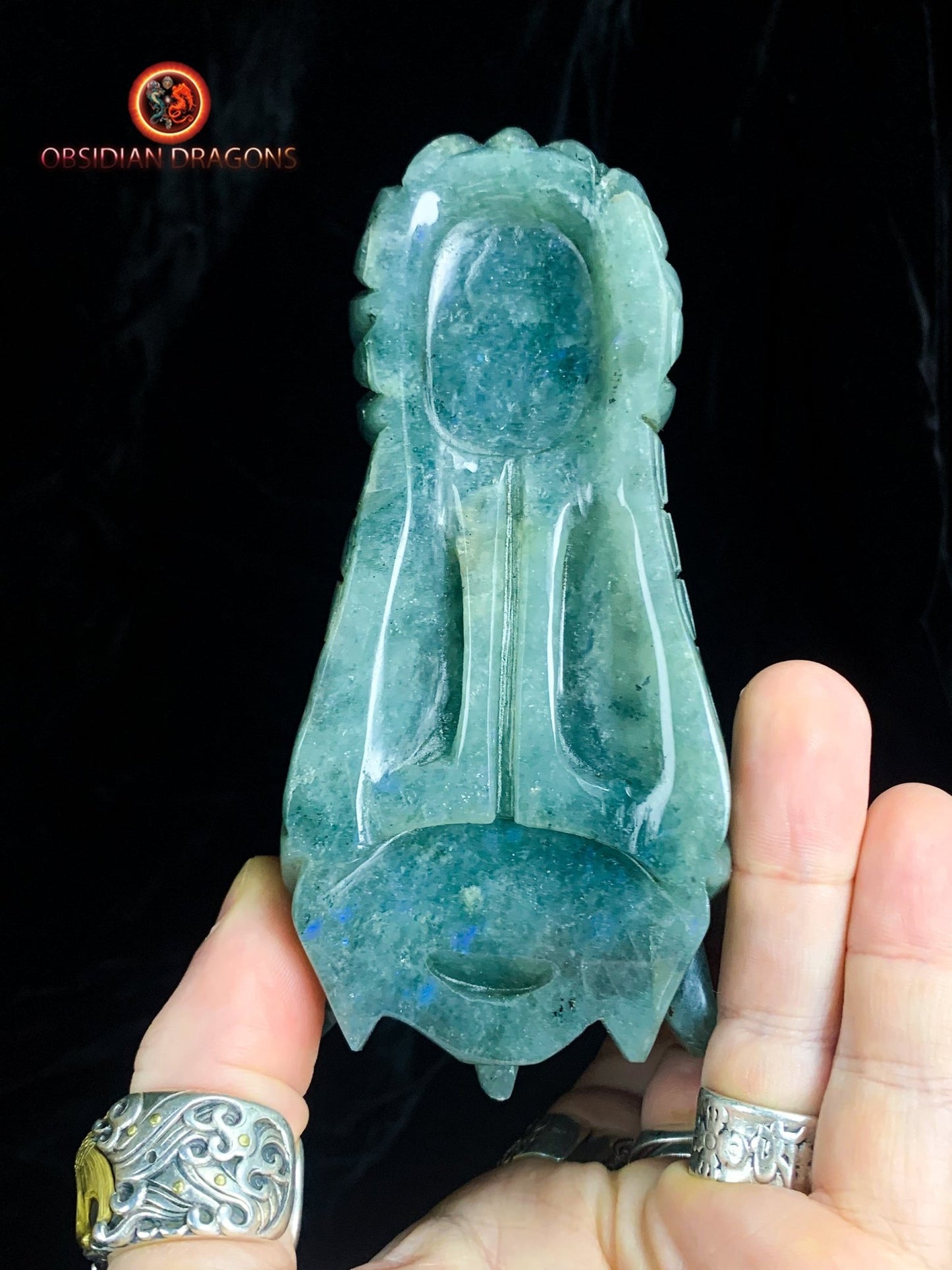 Dragon de méditation en labradorite