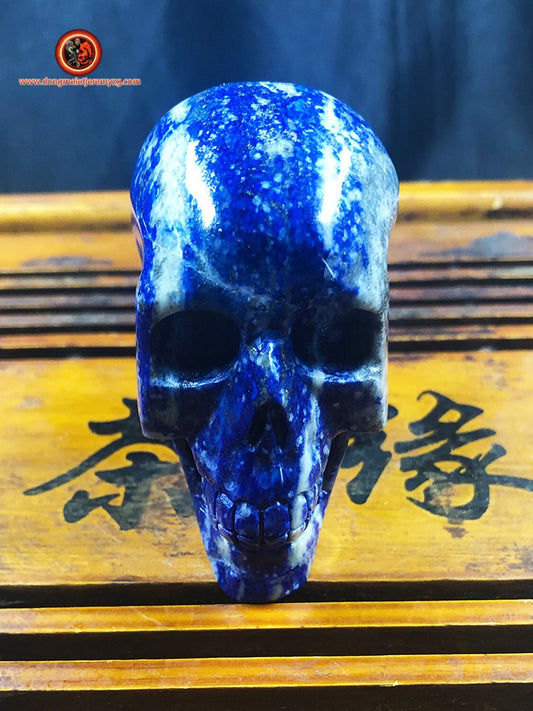 crâne de cristal en lapis lazuli entièrement réalisé à la main pièce unique 6/5,5/3cm 0,255kg - obsidian dragon