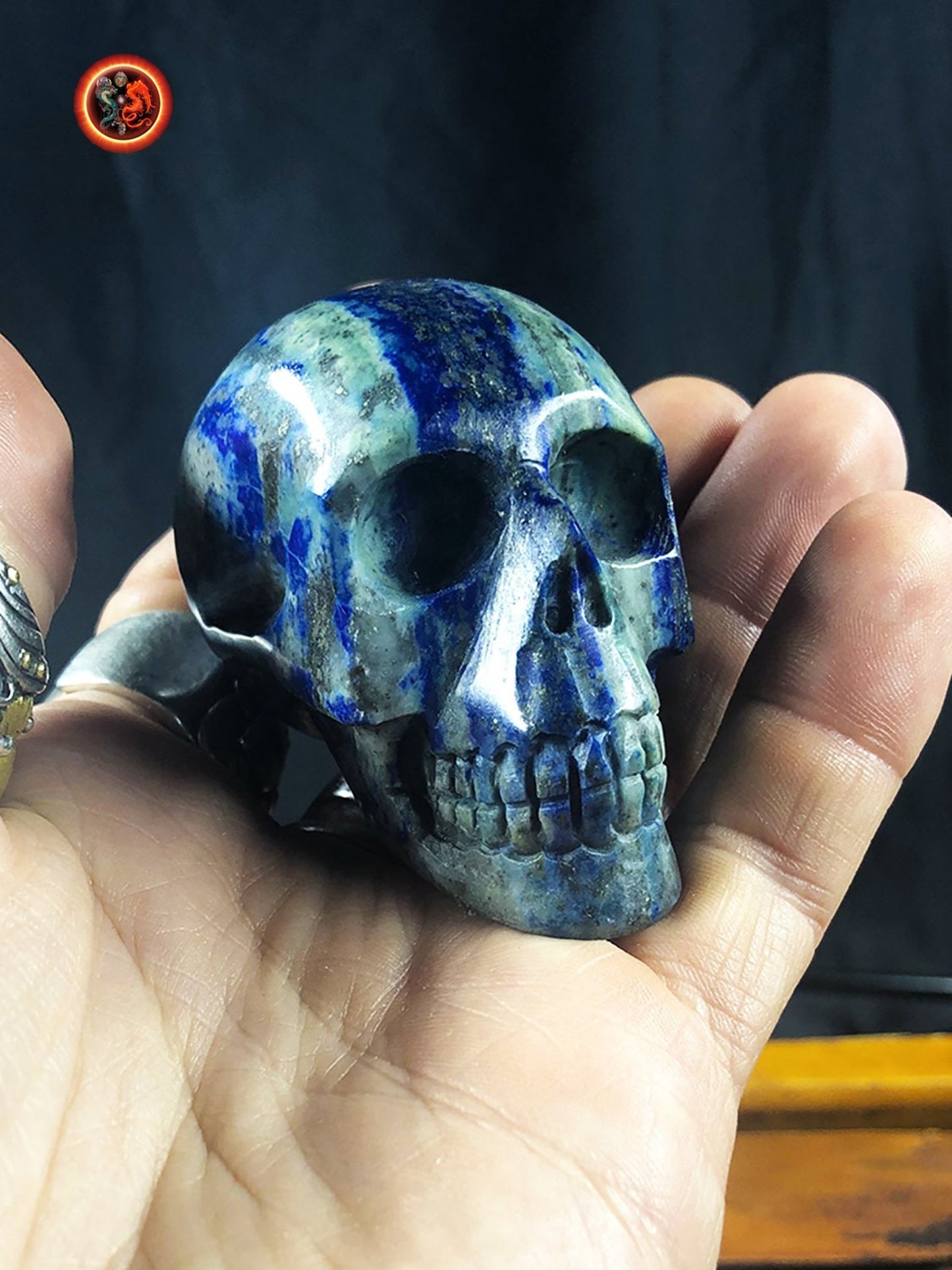 crâne de cristal en lapis lazuli entièrement réalisé à la main pièce unique 5,5/4,5/3cm 0,174kg - obsidian dragon