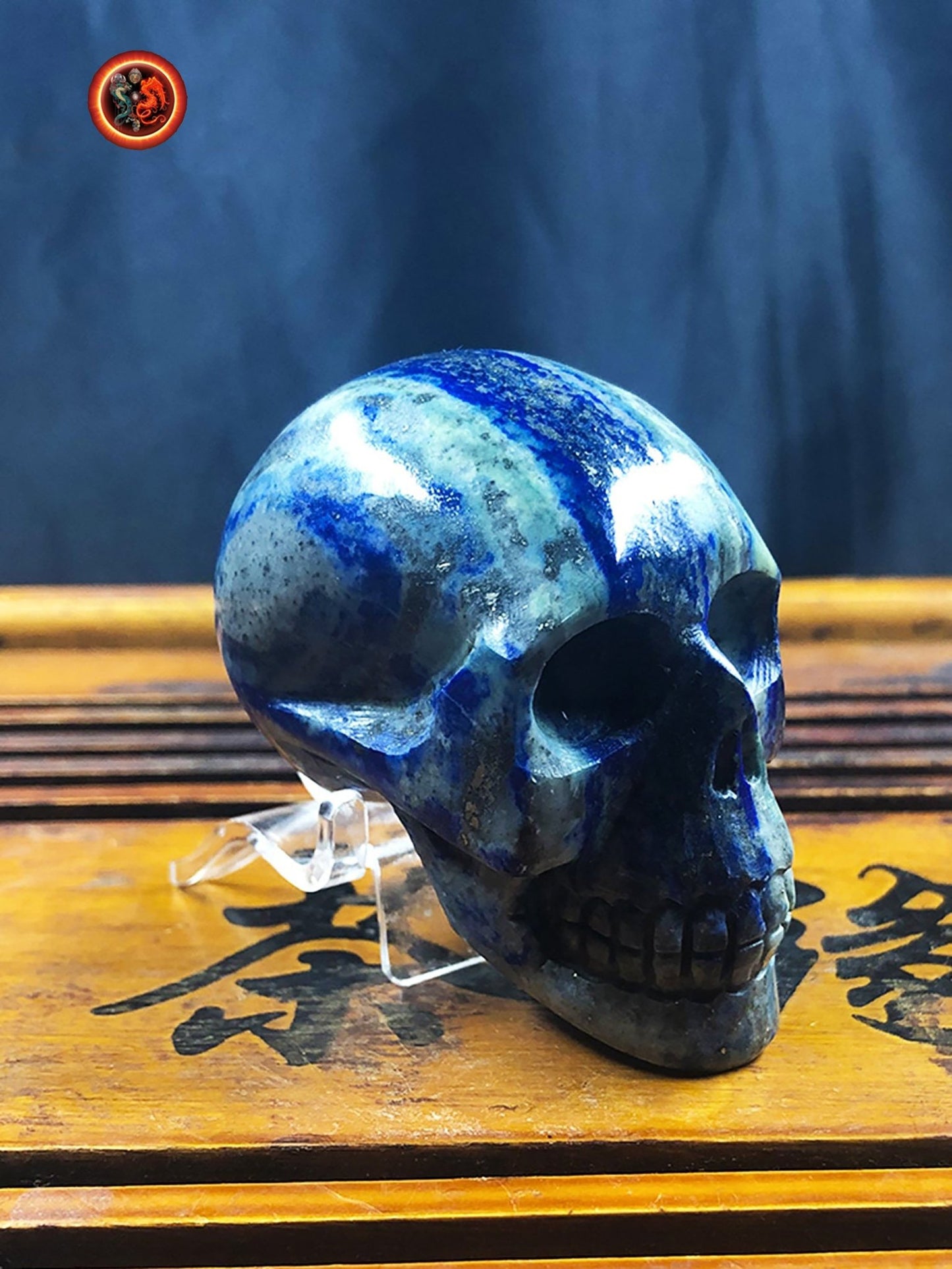 crâne de cristal en lapis lazuli entièrement réalisé à la main pièce unique 5,5/4,5/3cm 0,174kg - obsidian dragon