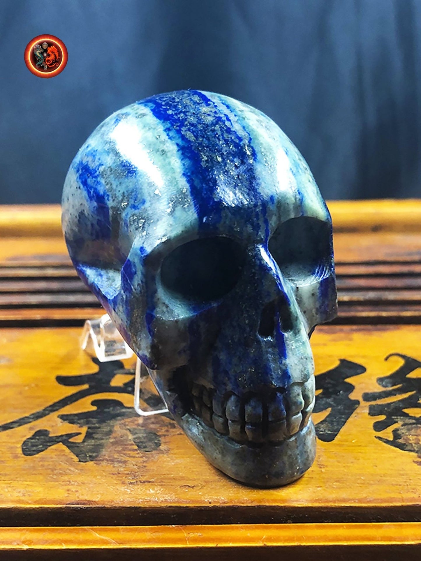 crâne de cristal en lapis lazuli entièrement réalisé à la main pièce unique 5,5/4,5/3cm 0,174kg - obsidian dragon