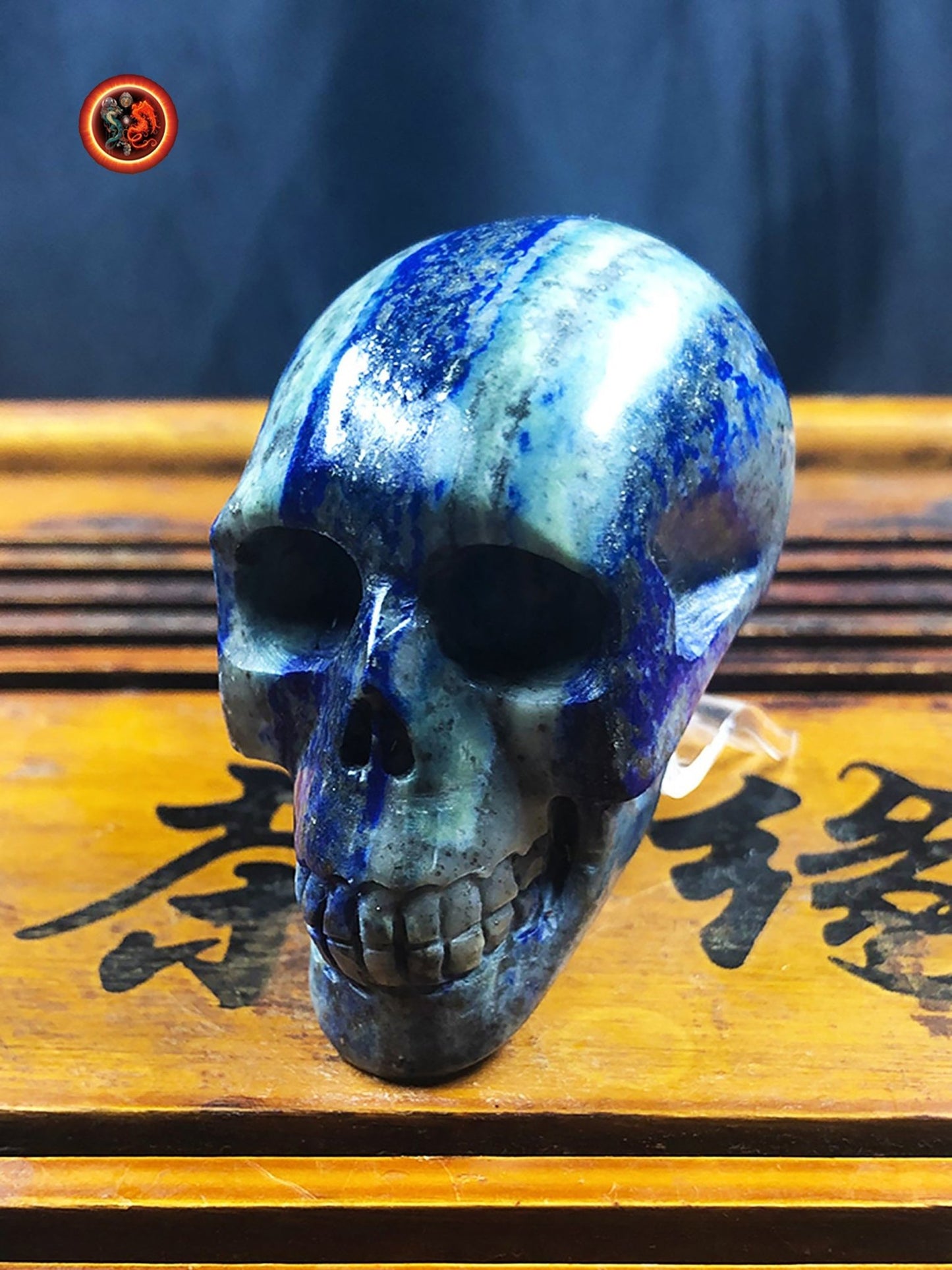 crâne de cristal en lapis lazuli entièrement réalisé à la main pièce unique 5,5/4,5/3cm 0,174kg - obsidian dragon