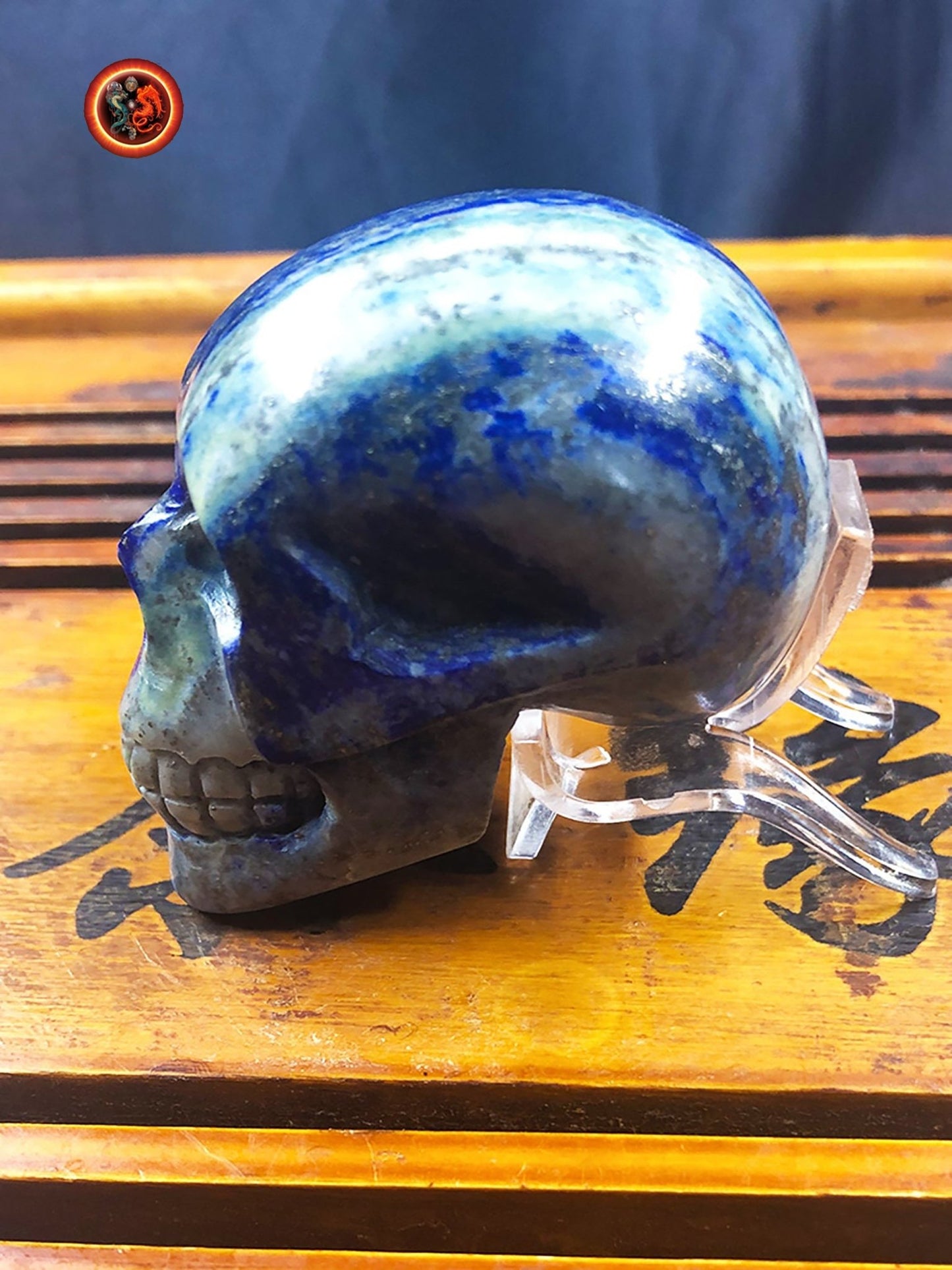 crâne de cristal en lapis lazuli entièrement réalisé à la main pièce unique 5,5/4,5/3cm 0,174kg - obsidian dragon