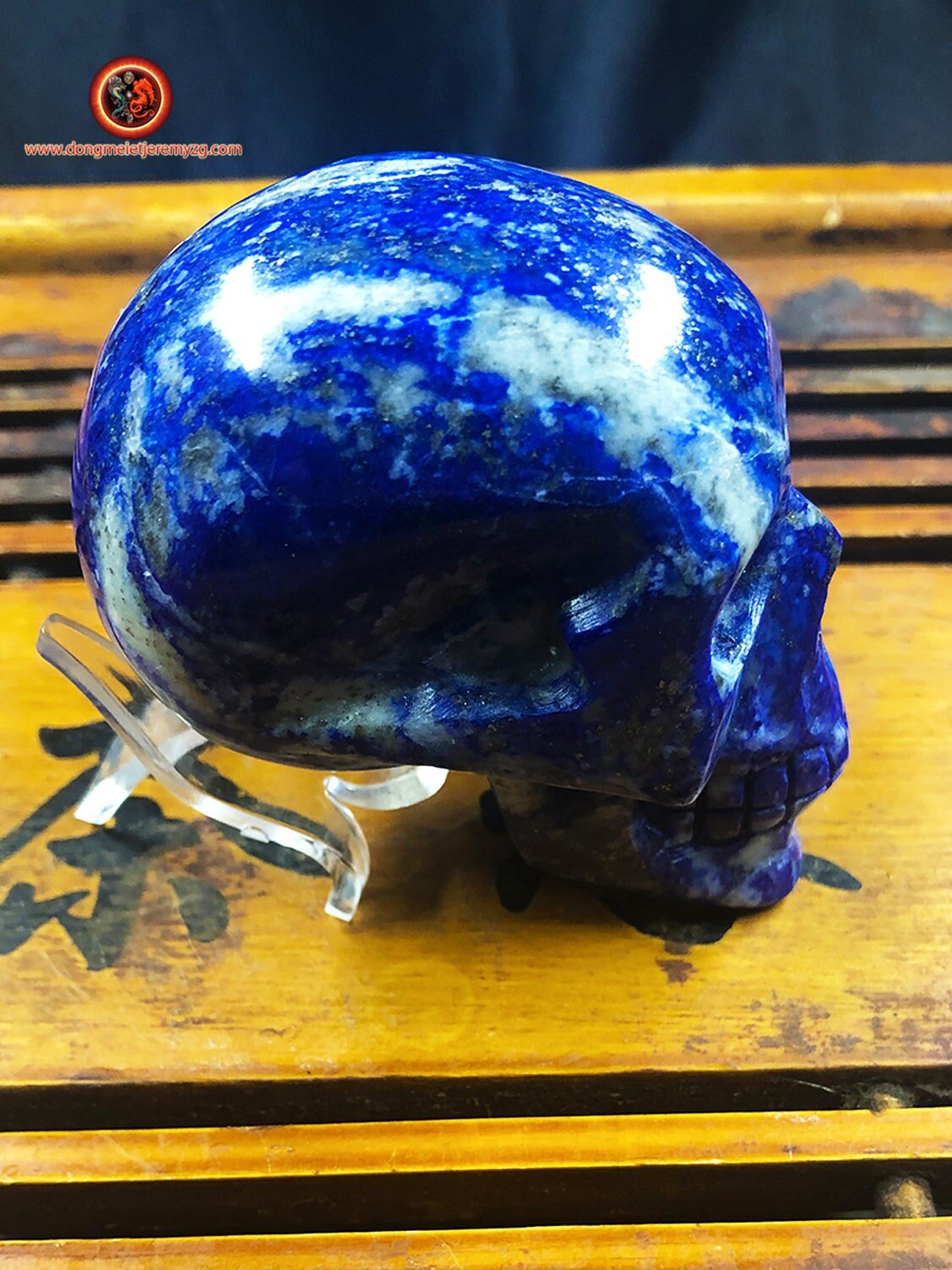 crâne de cristal en lapis lazuli entièrement réalisé à la main pièce unique 6/5,5/3cm 0,255kg - obsidian dragon