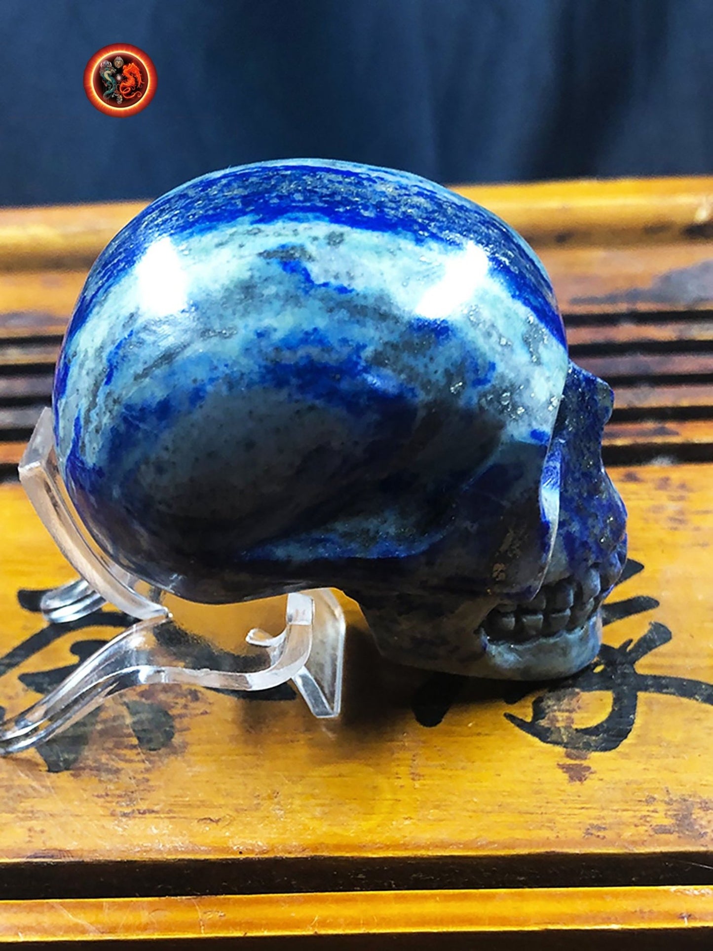 crâne de cristal en lapis lazuli entièrement réalisé à la main pièce unique 5,5/4,5/3cm 0,174kg - obsidian dragon