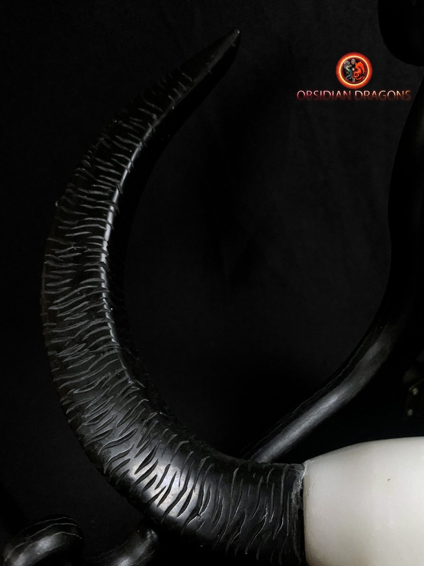 Crâne de Yak en Jade Noir et Blanc- artisanal