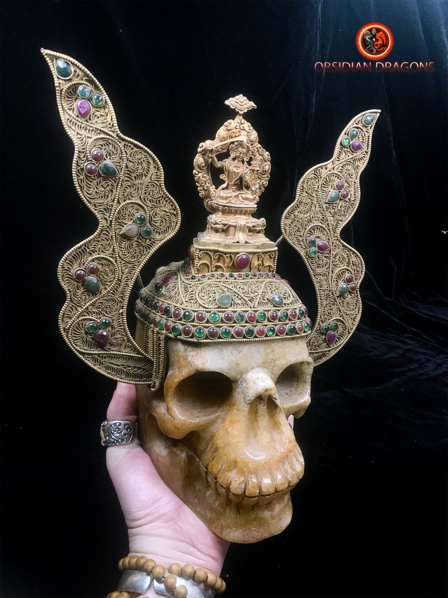 Grand crâne de cristal tibétain- Bodhisattva Manjushri