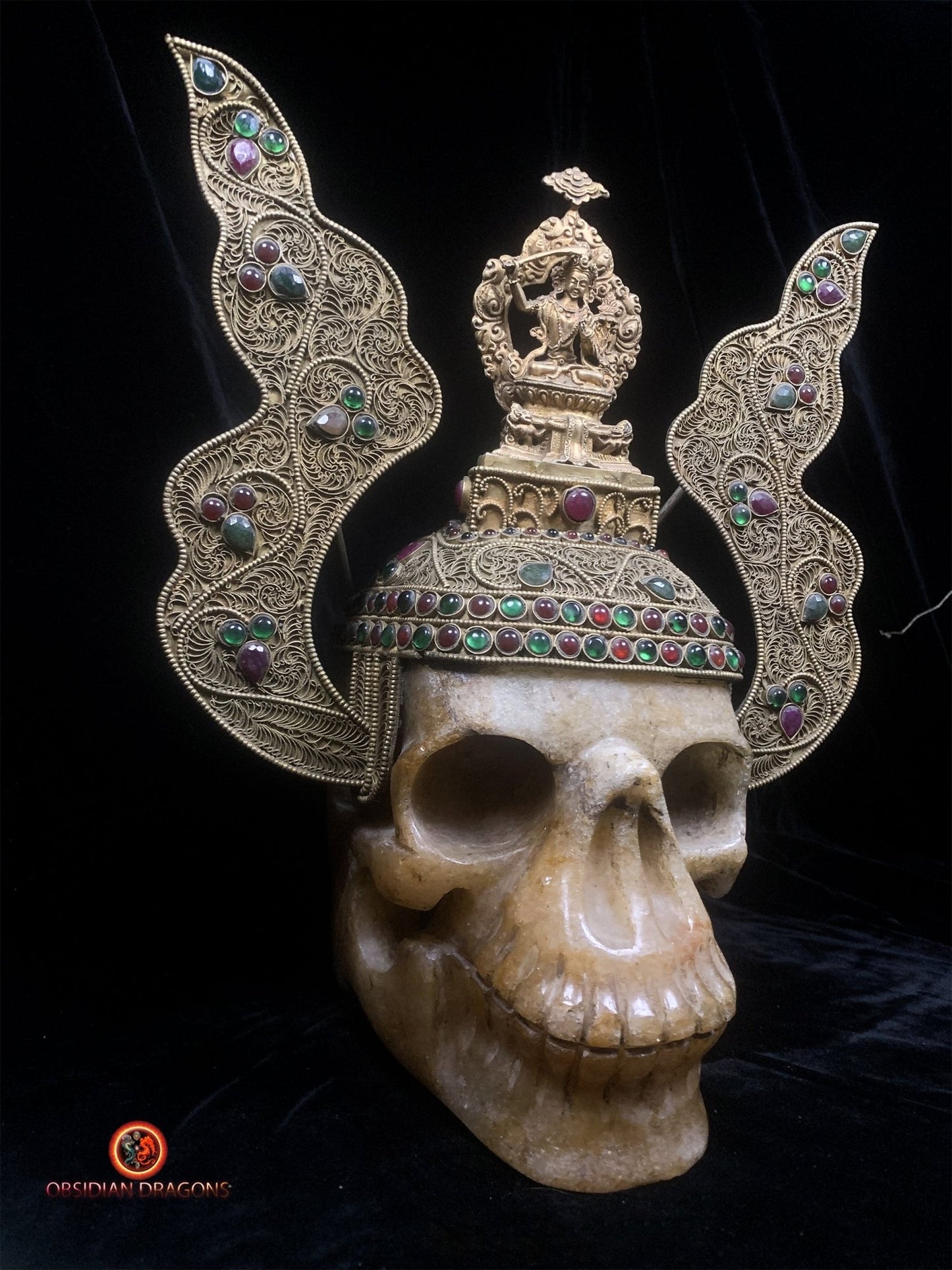Grand crâne de cristal tibétain- Bodhisattva Manjushri