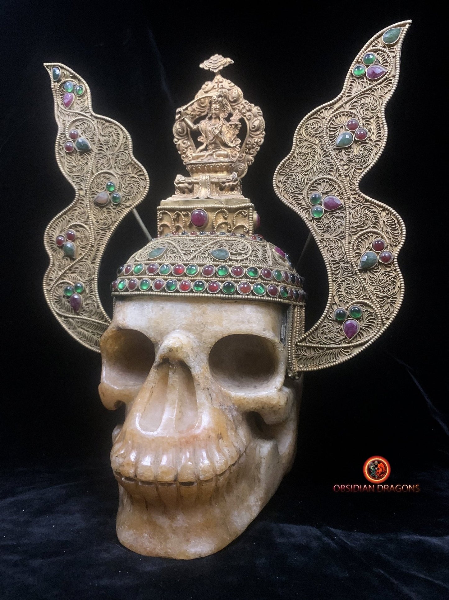 Grand crâne de cristal tibétain- Bodhisattva Manjushri