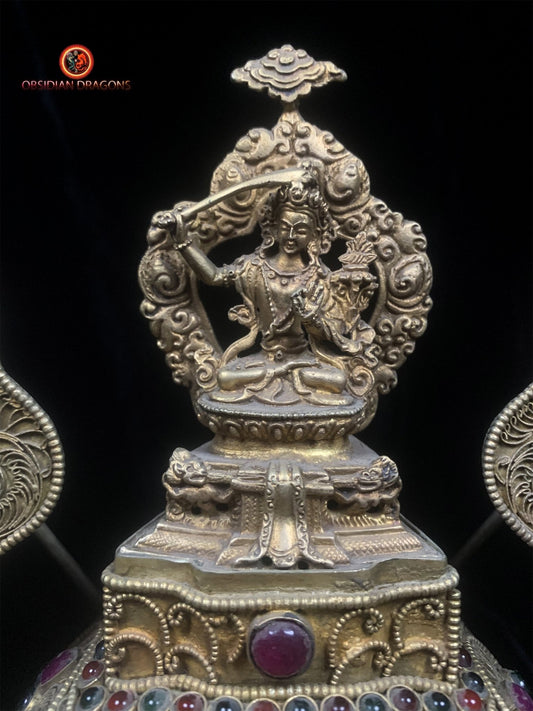 Grand crâne de cristal tibétain- Bodhisattva Manjushri