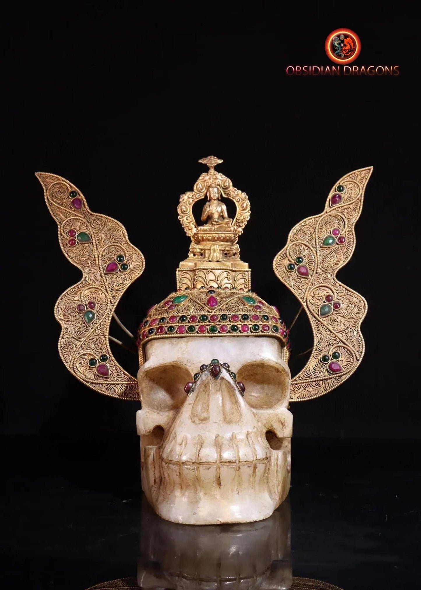 Rare crâne de cristal tibétain- Bouddha Sakyamuni