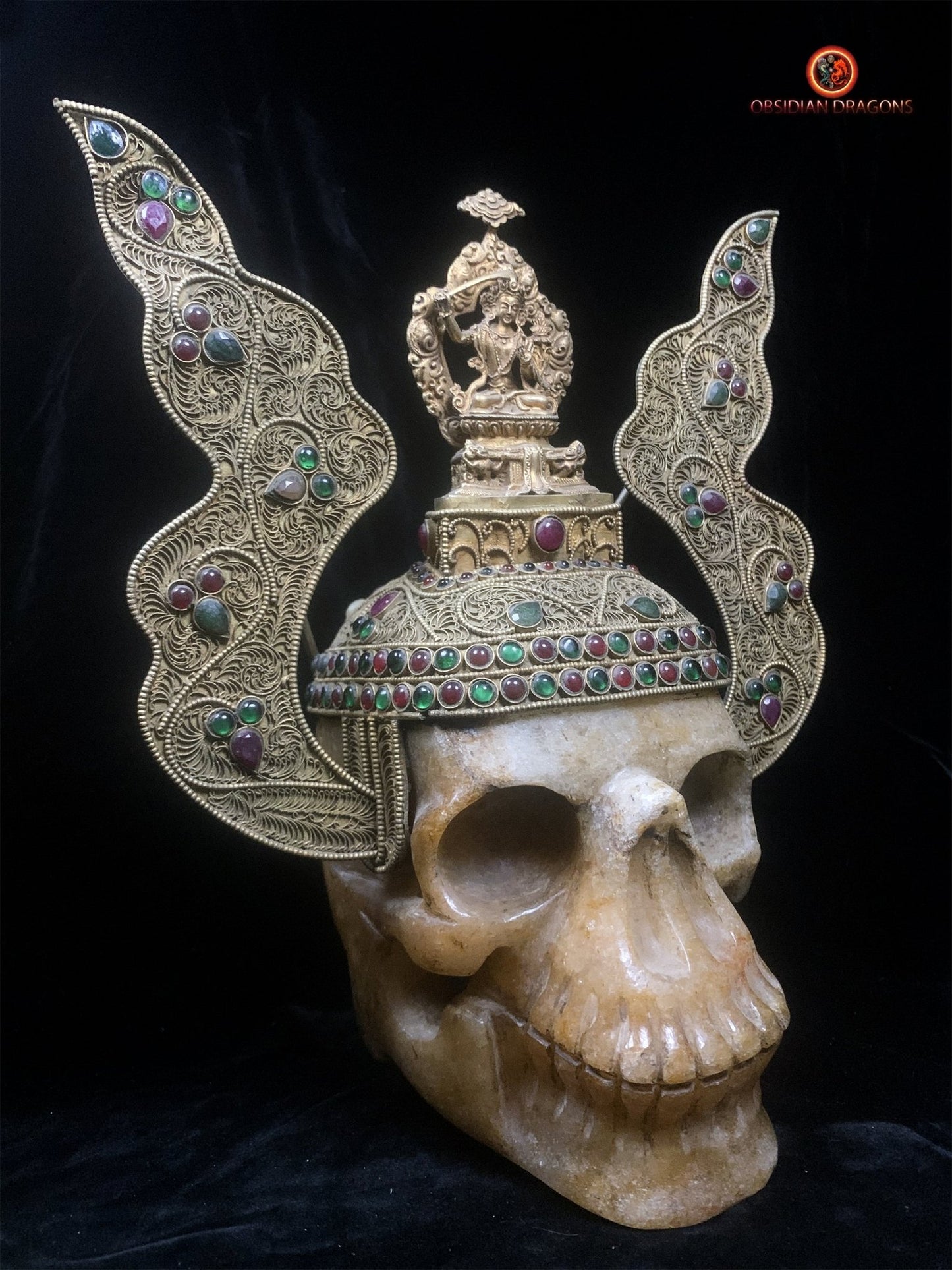 Grand crâne de cristal tibétain- Bodhisattva Manjushri