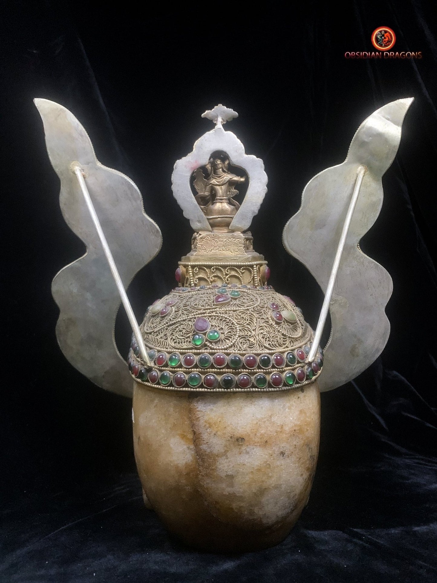 Grand crâne de cristal tibétain- Bodhisattva Manjushri