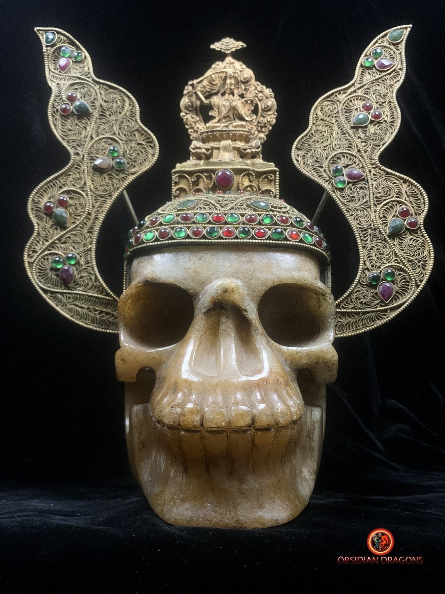 Grand crâne de cristal tibétain- Bodhisattva Manjushri