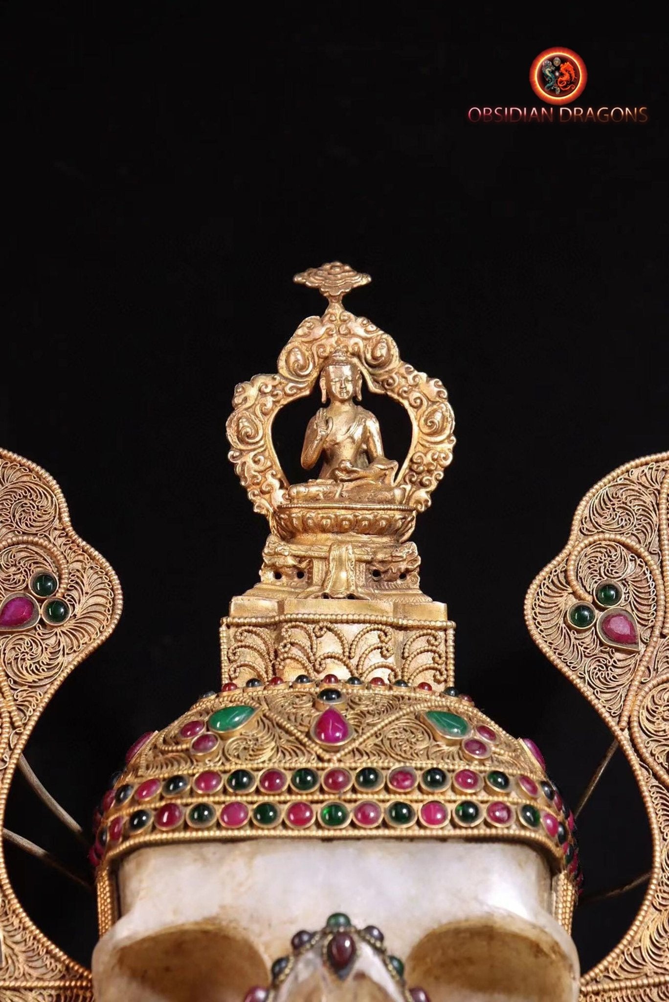 Rare crâne de cristal tibétain- Bouddha Sakyamuni