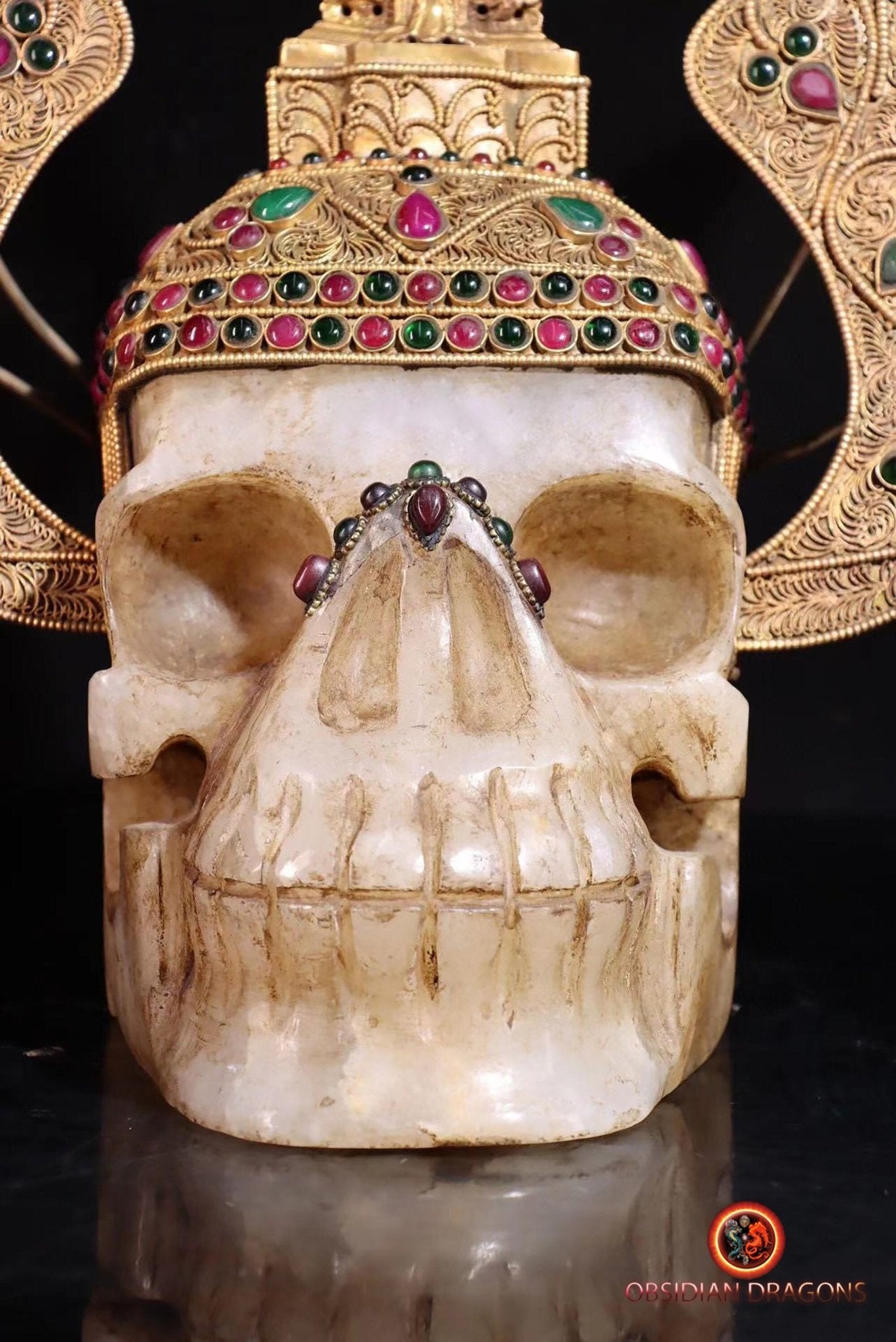 Rare crâne de cristal tibétain- Bouddha Sakyamuni