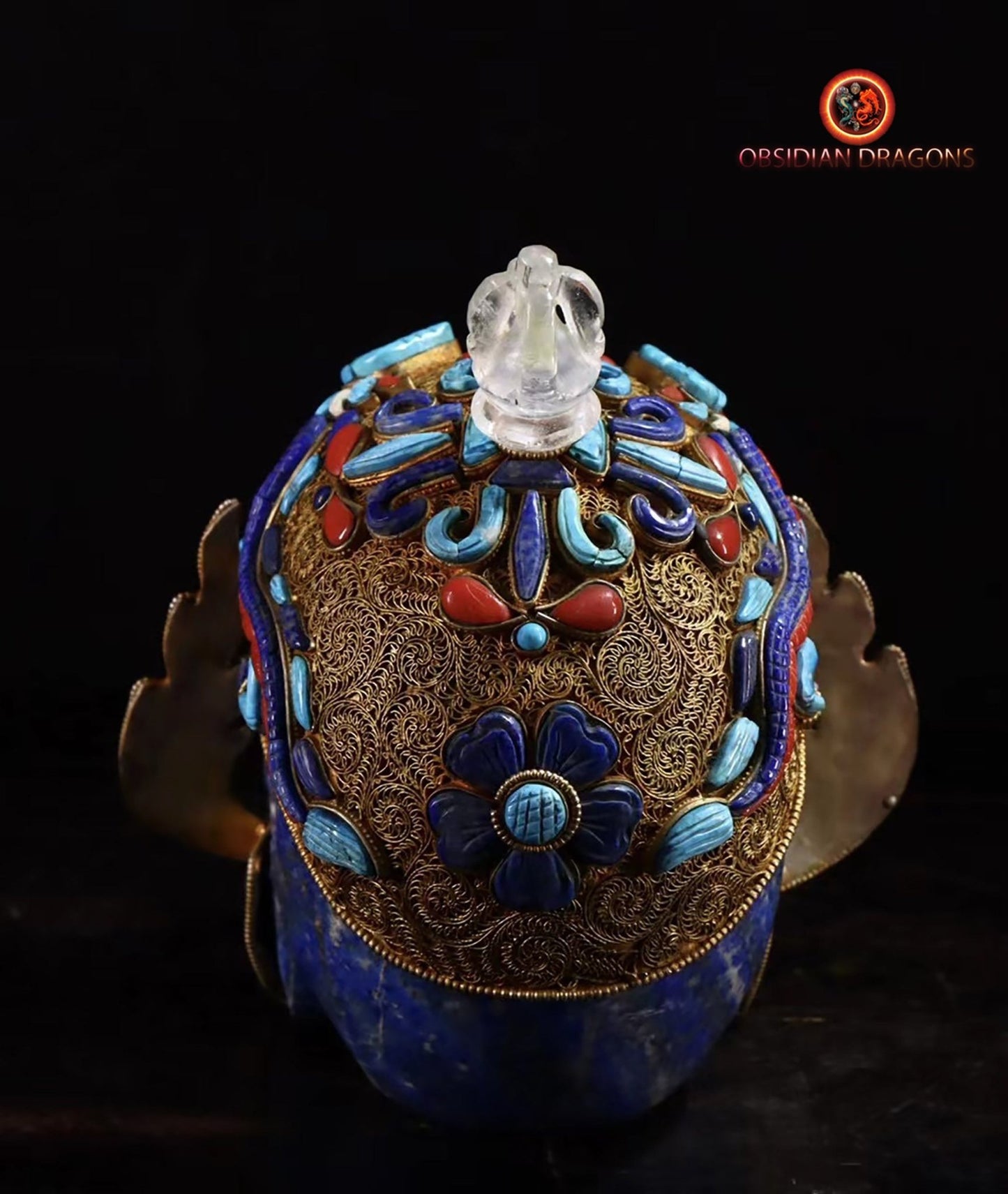 Crâne de cristal tibétain en lapis lazuli