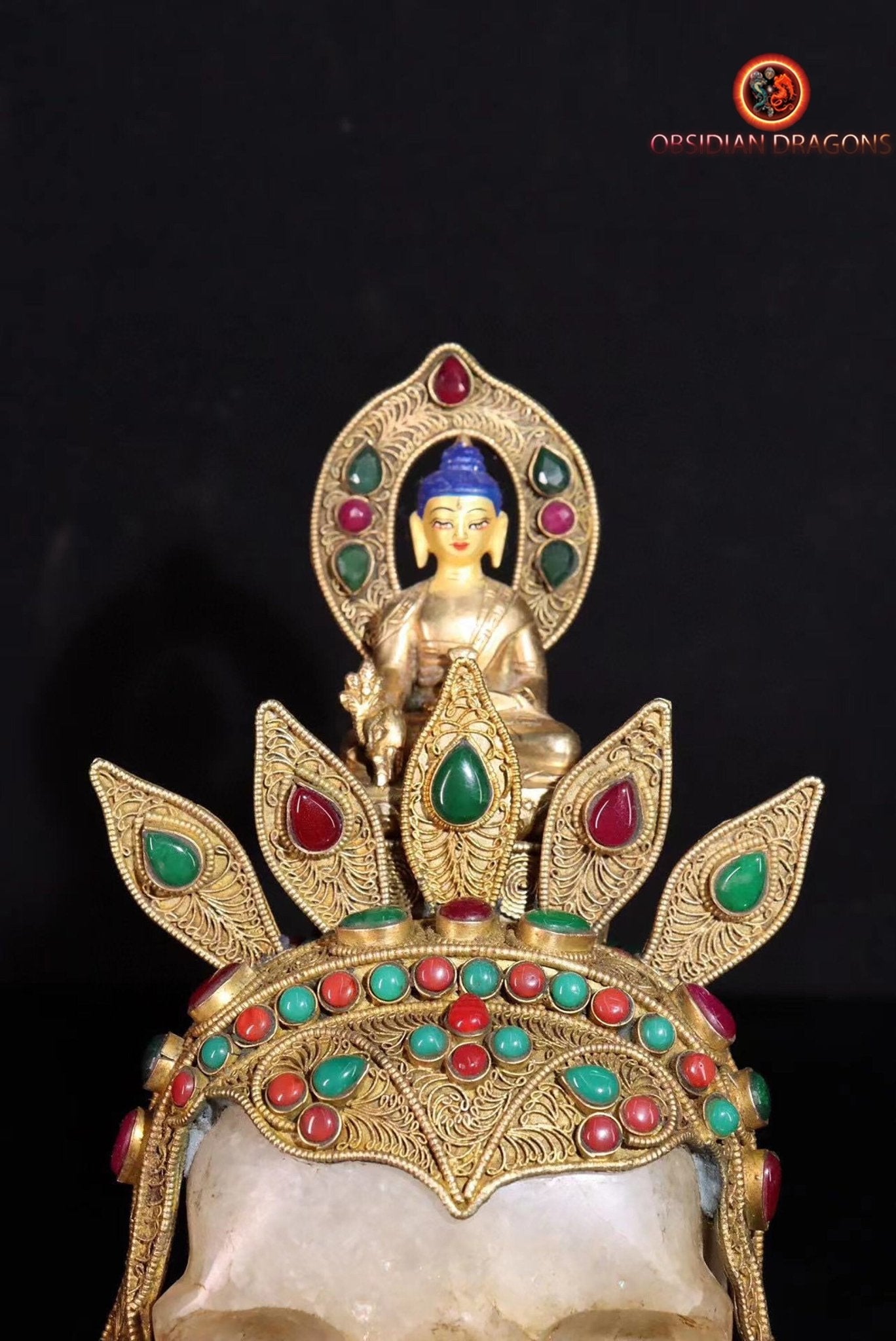 Authentique crâne de cristal tibétain- Bouddha Sakyamuni