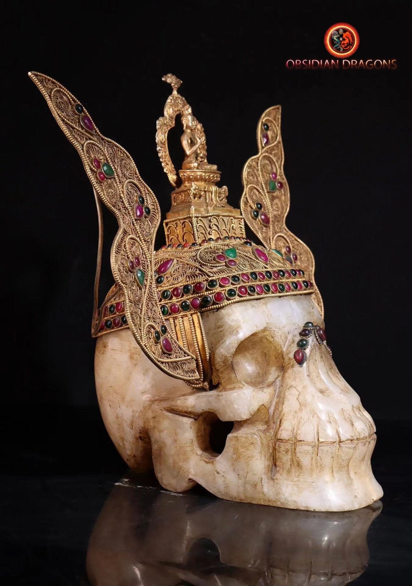 Rare crâne de cristal tibétain- Bouddha Sakyamuni
