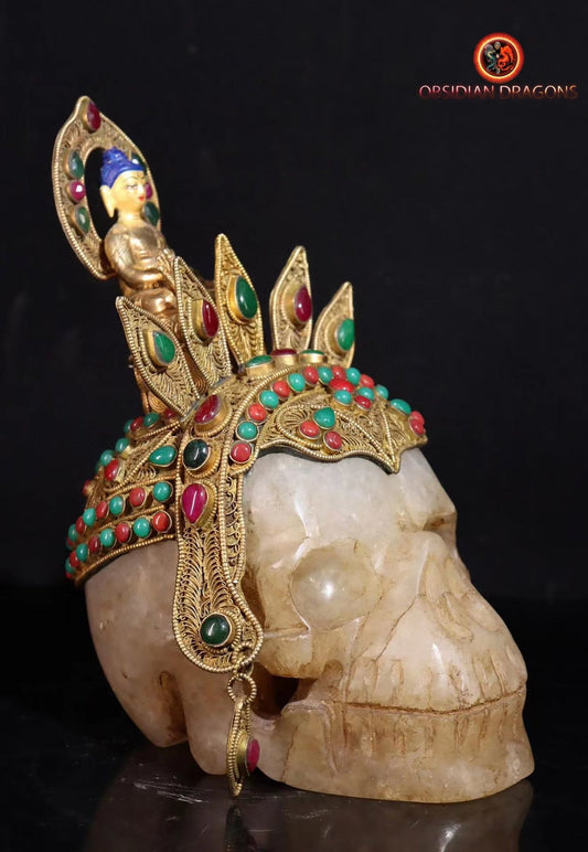 Authentique crâne de cristal tibétain- Bouddha Sakyamuni