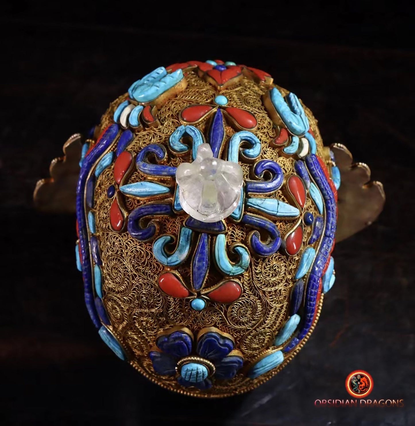 Crâne de cristal tibétain en lapis lazuli