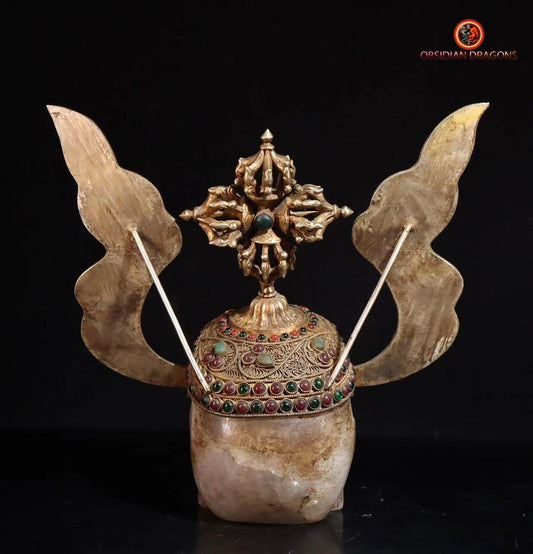 Crâne de cristal tibétain- Double Dorjé