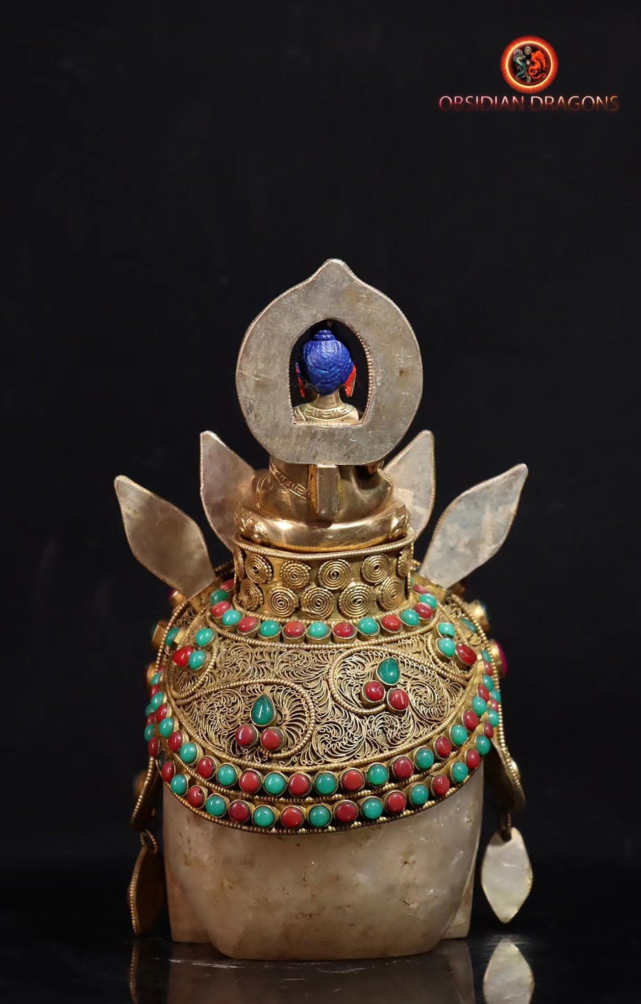 Authentique crâne de cristal tibétain- Bouddha Sakyamuni