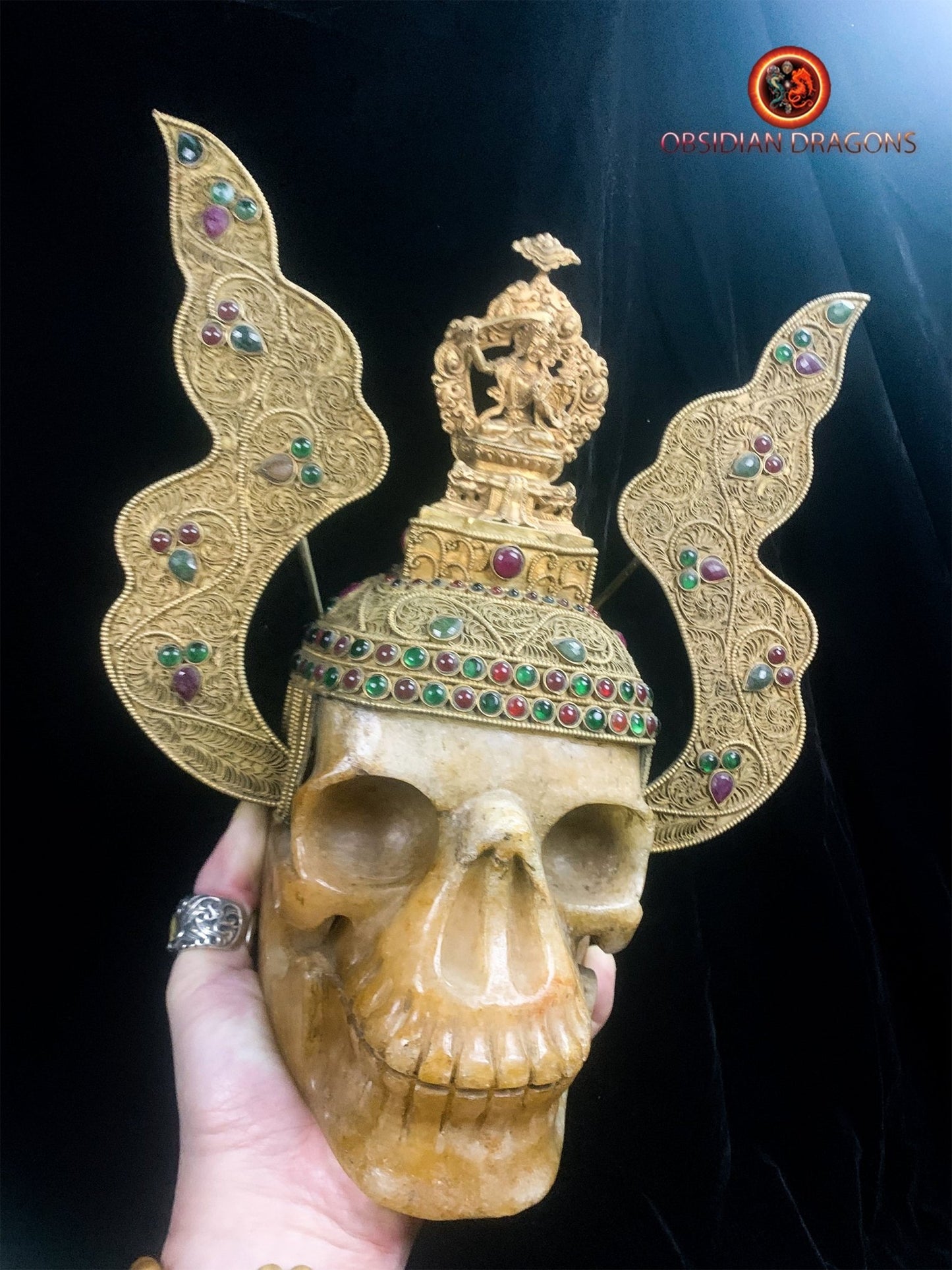 Grand crâne de cristal tibétain- Bodhisattva Manjushri