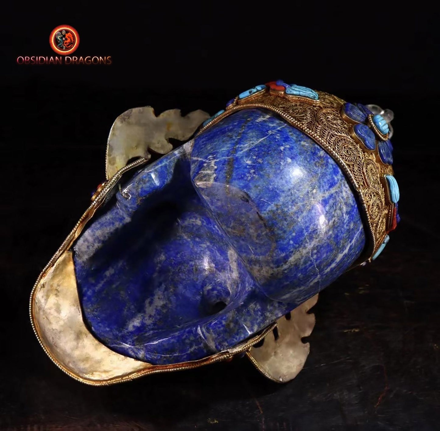 Crâne de cristal tibétain en lapis lazuli