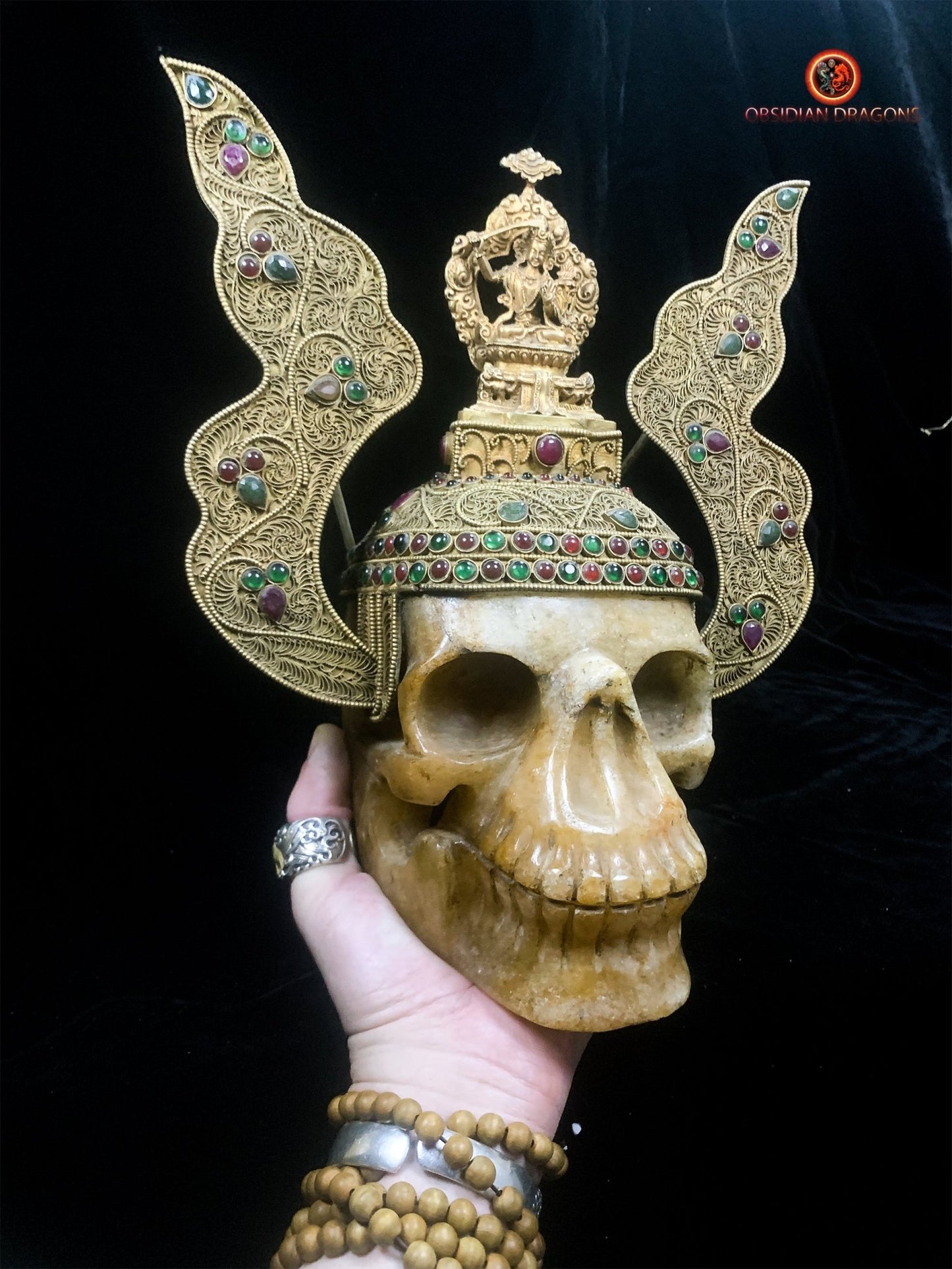 Grand crâne de cristal tibétain- Bodhisattva Manjushri