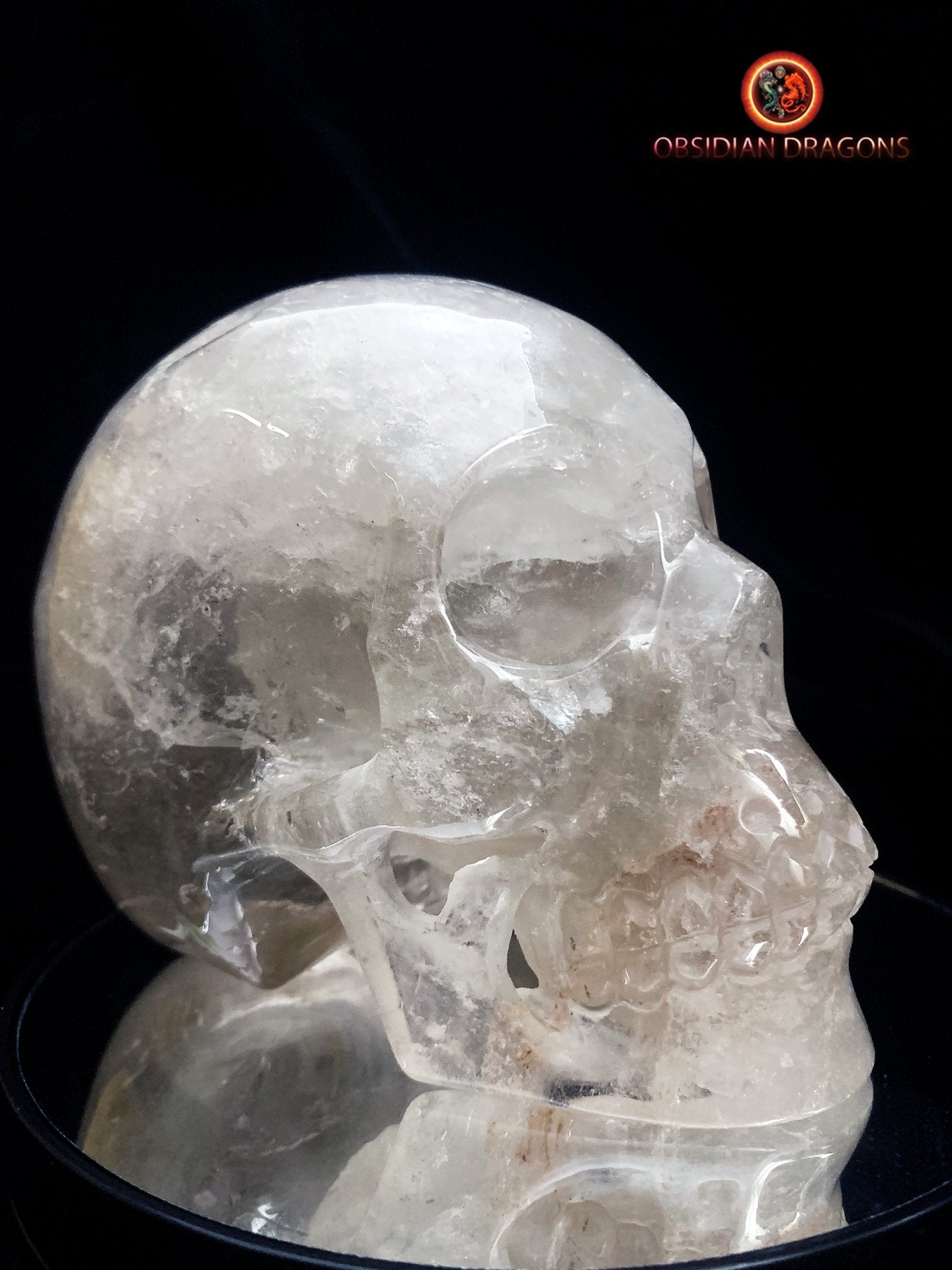 Crâne en Cristal de Roche à inclusion - Quartz transparent