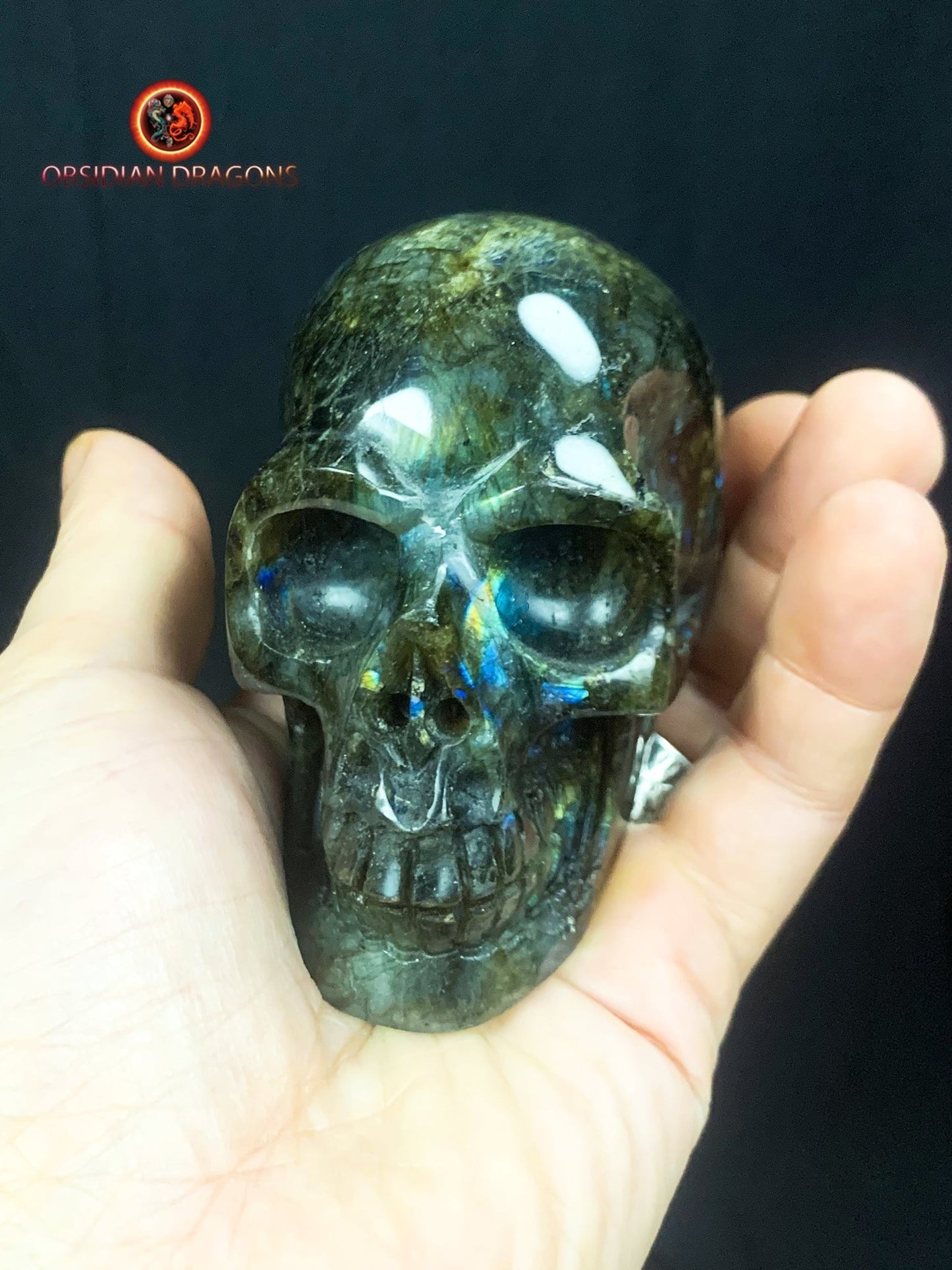 crâne de cristal en labradorite- artisanal
