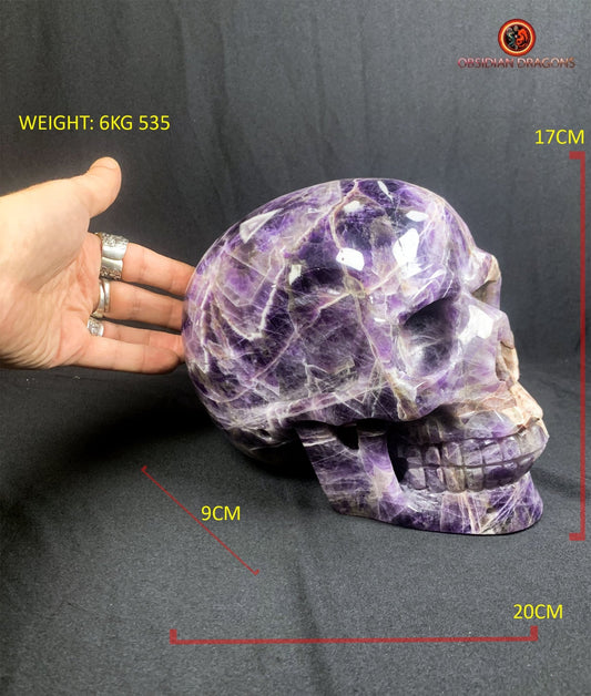 Très grand crâne de cristal en améthyste