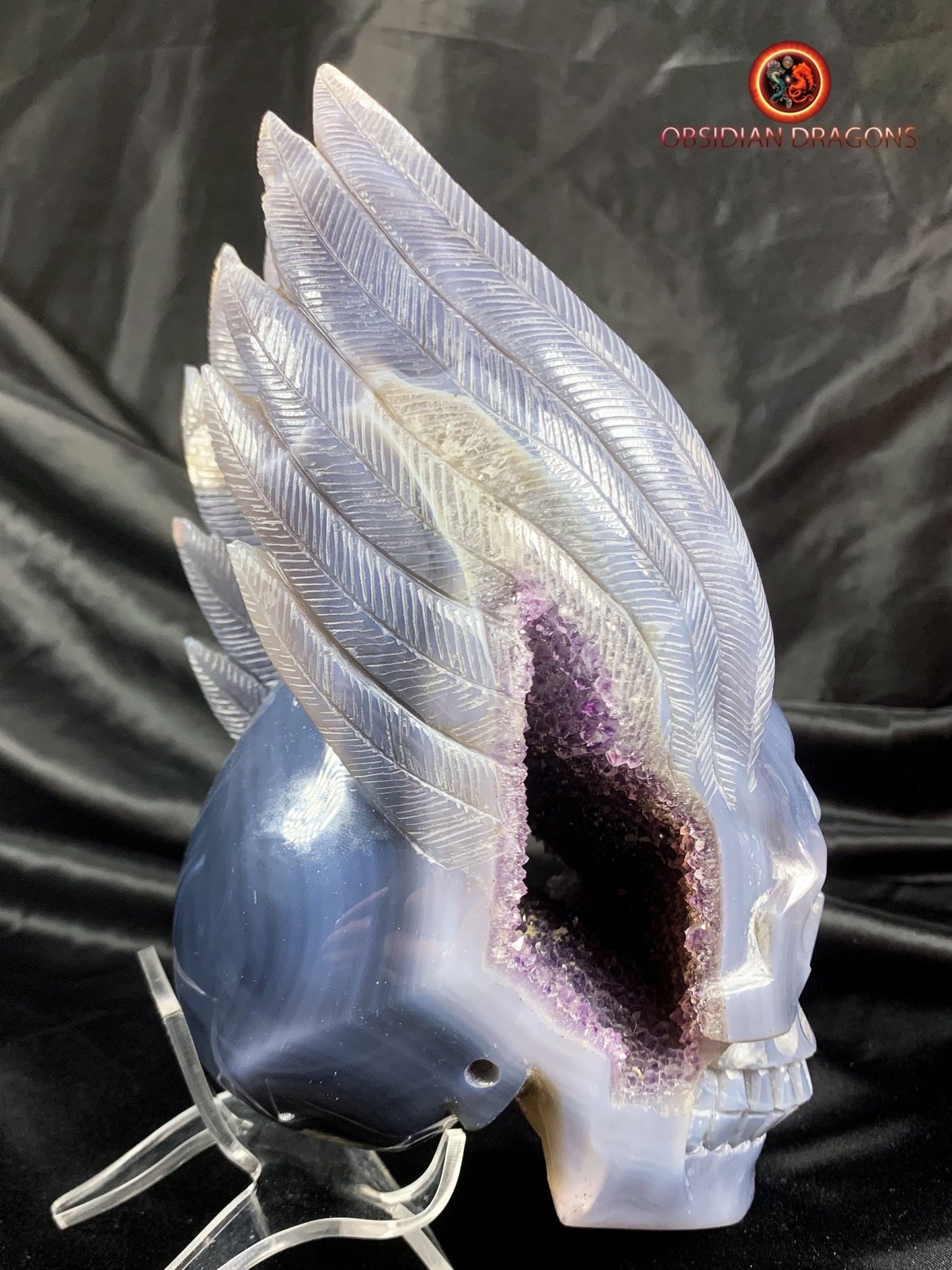 Crâne de cristal ailé- géode d'améthyste- rare et exceptionnel