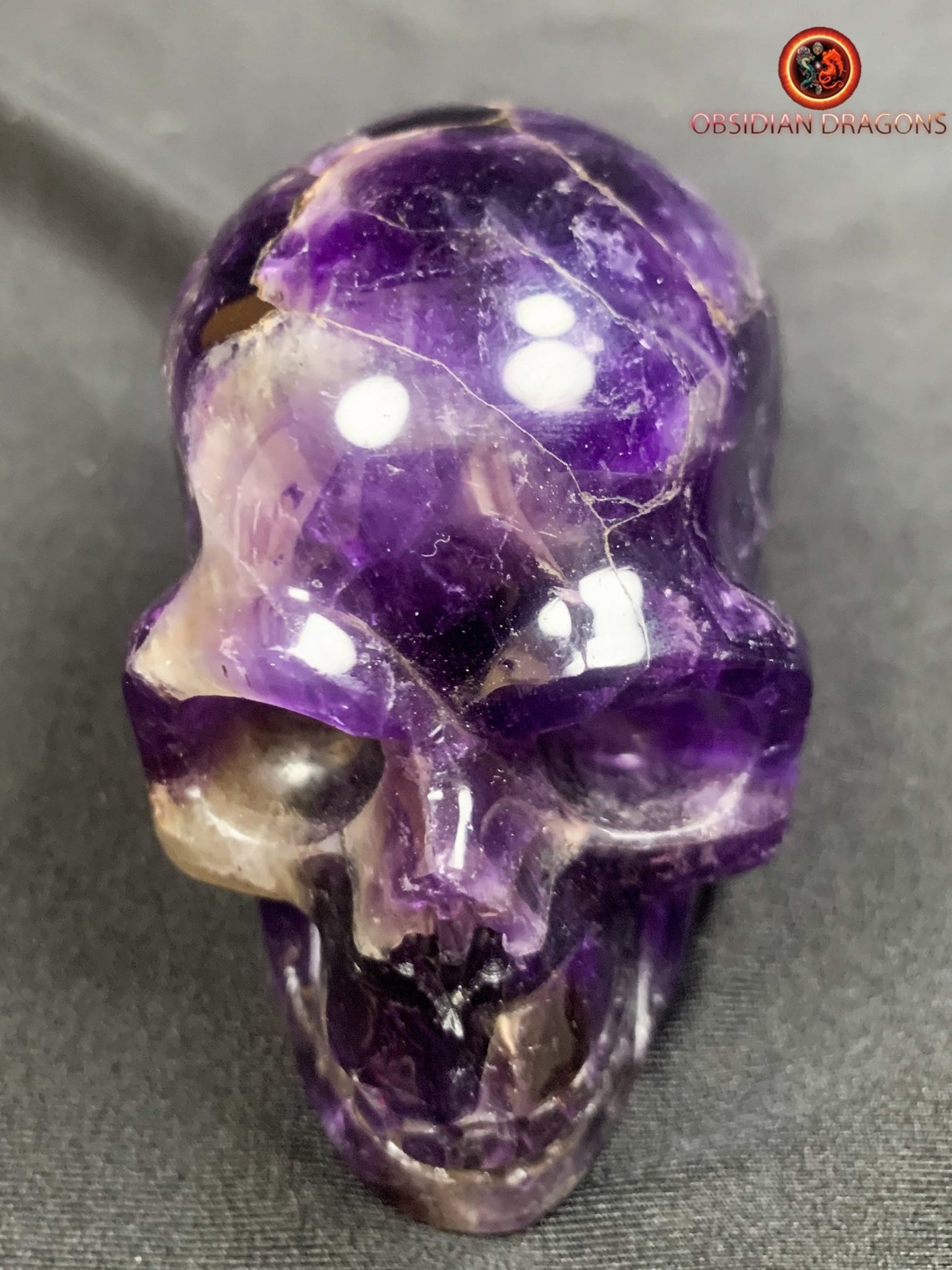 crâne de cristal en améthyste- unique