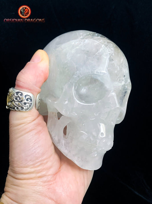 Grand crâne de cristal de roche- Himalaya- artisanal