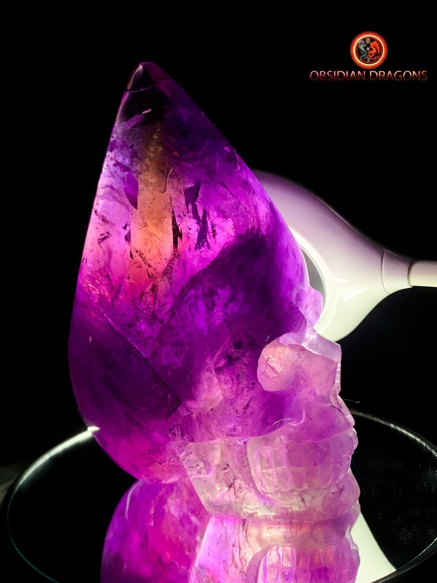crâne de cristal en amétrine- Équilibre Éthéré
