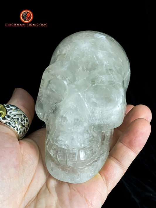 crâne en cristal de roche himalayen- artisanal