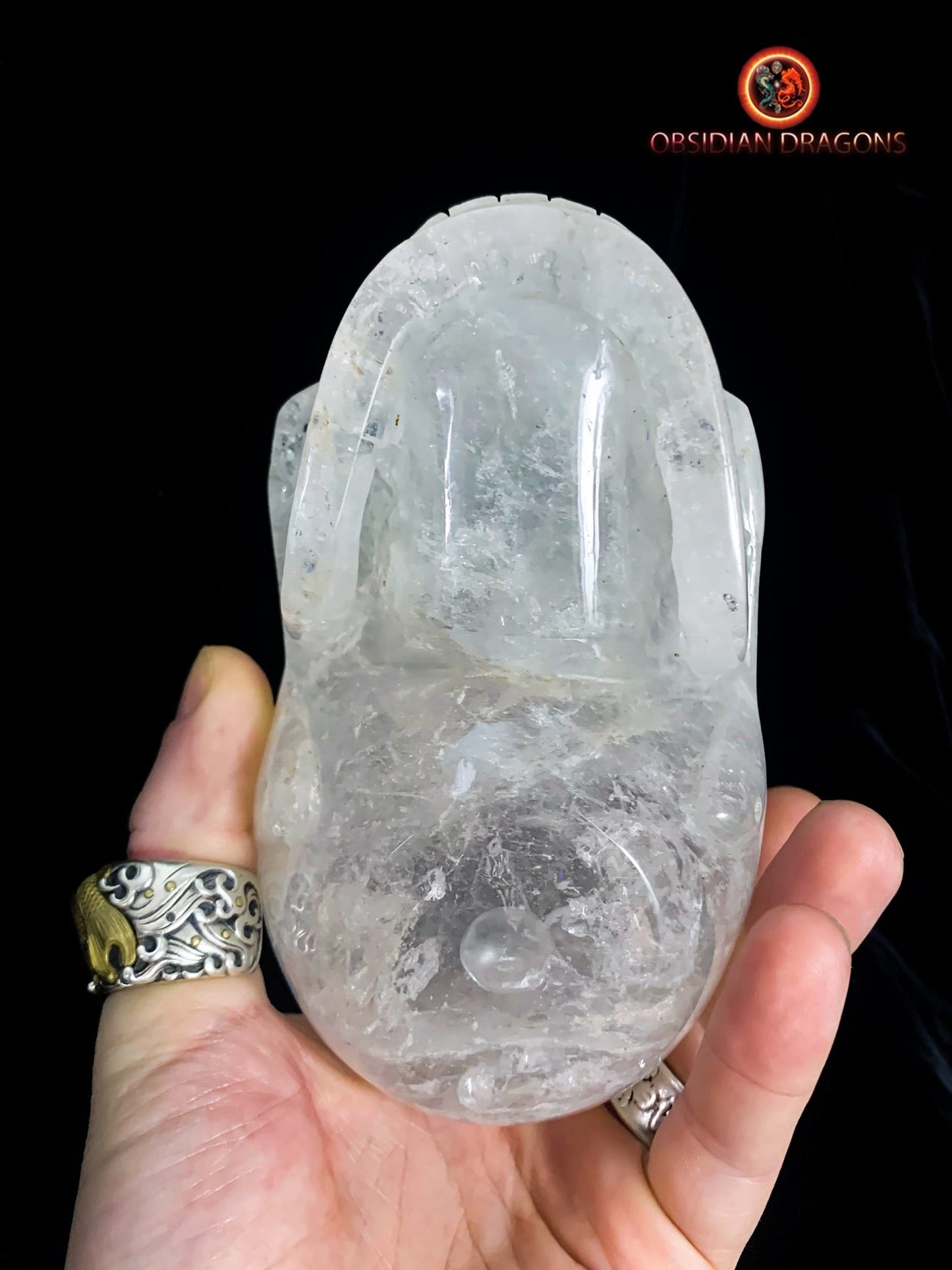 Grand crâne en cristal de roche himalayen- Unique