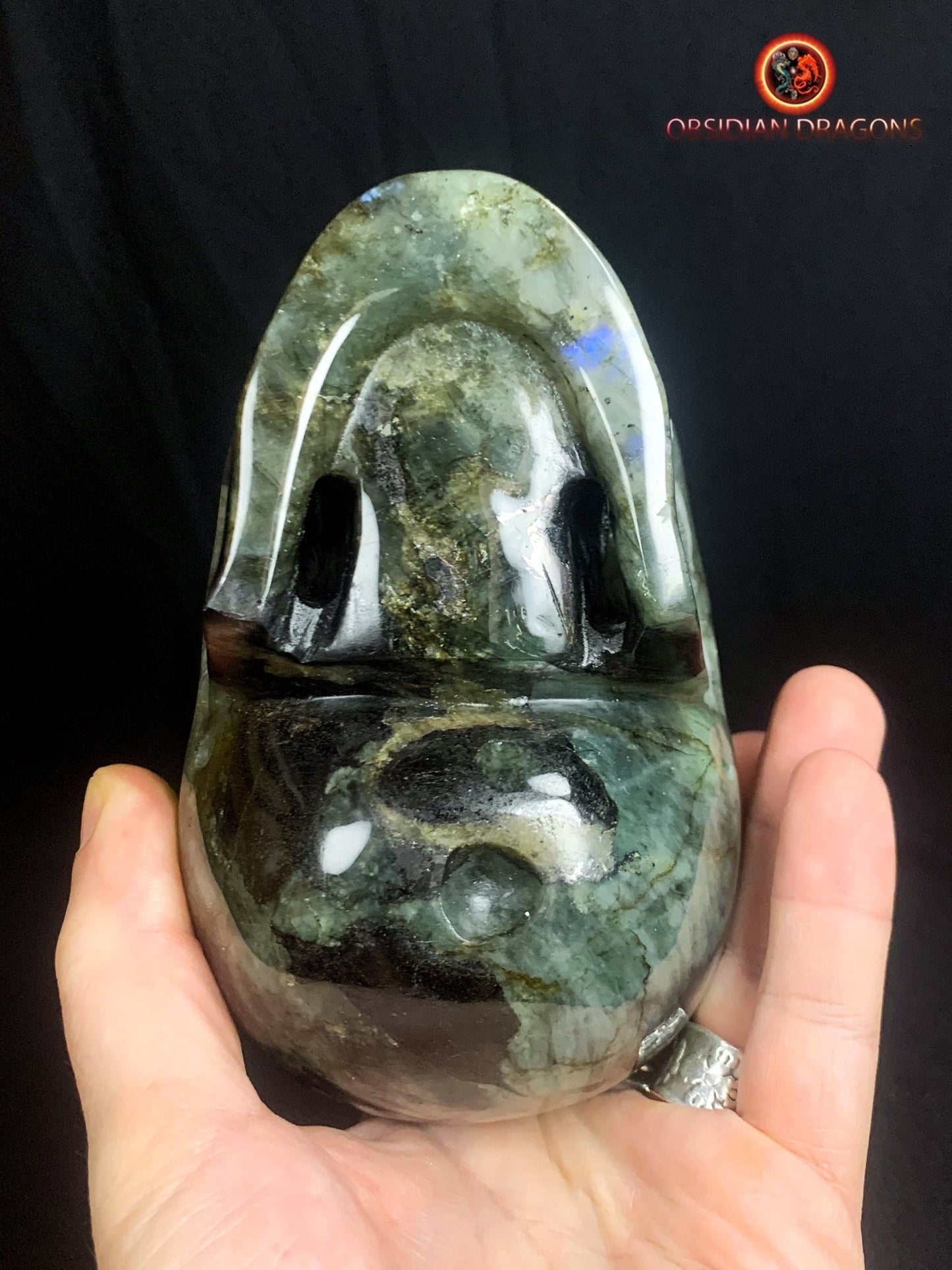 Grand crâne de cristal en labradorite- artisanal