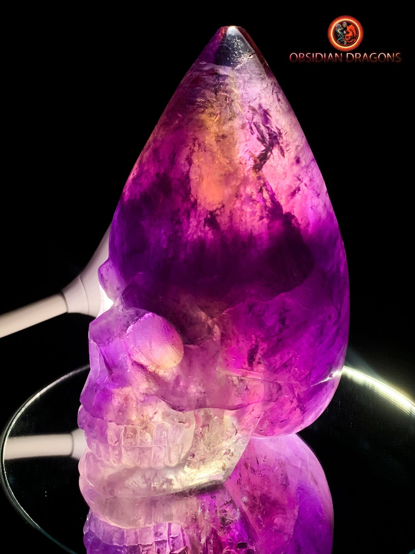 crâne de cristal en amétrine- Équilibre Éthéré