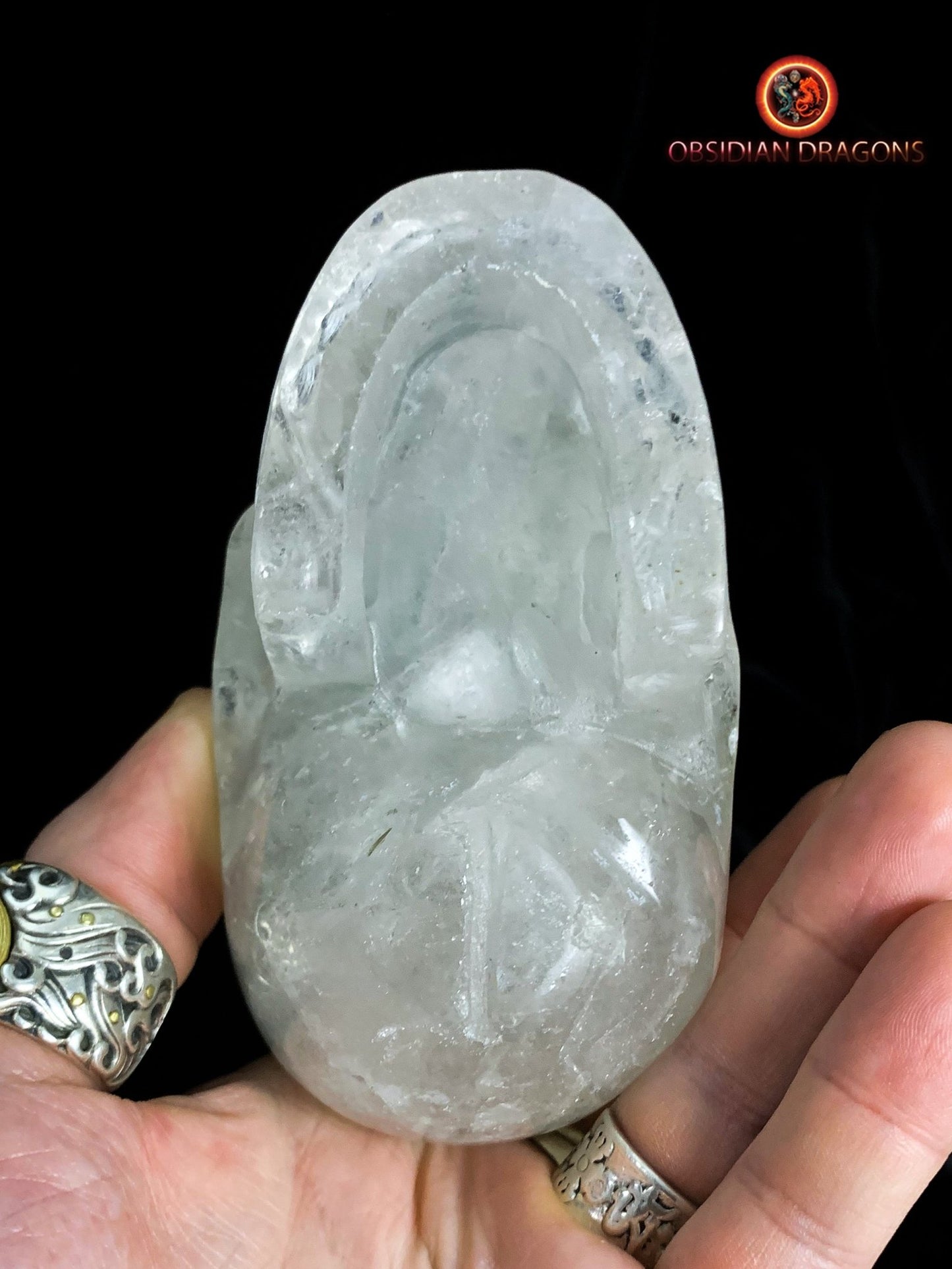 crâne en cristal de roche himalayen- artisanal