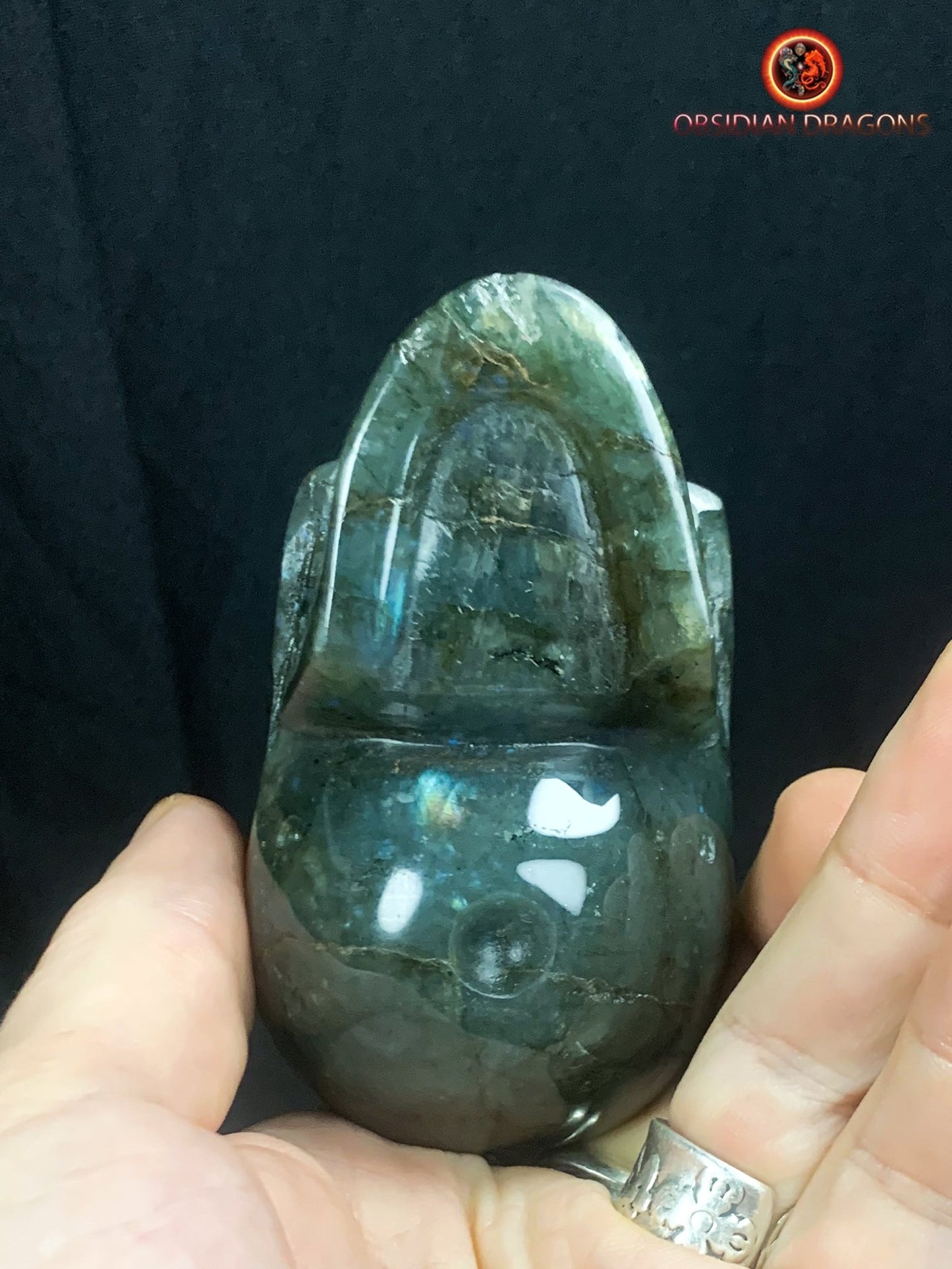 crâne de cristal en labradorite- unique